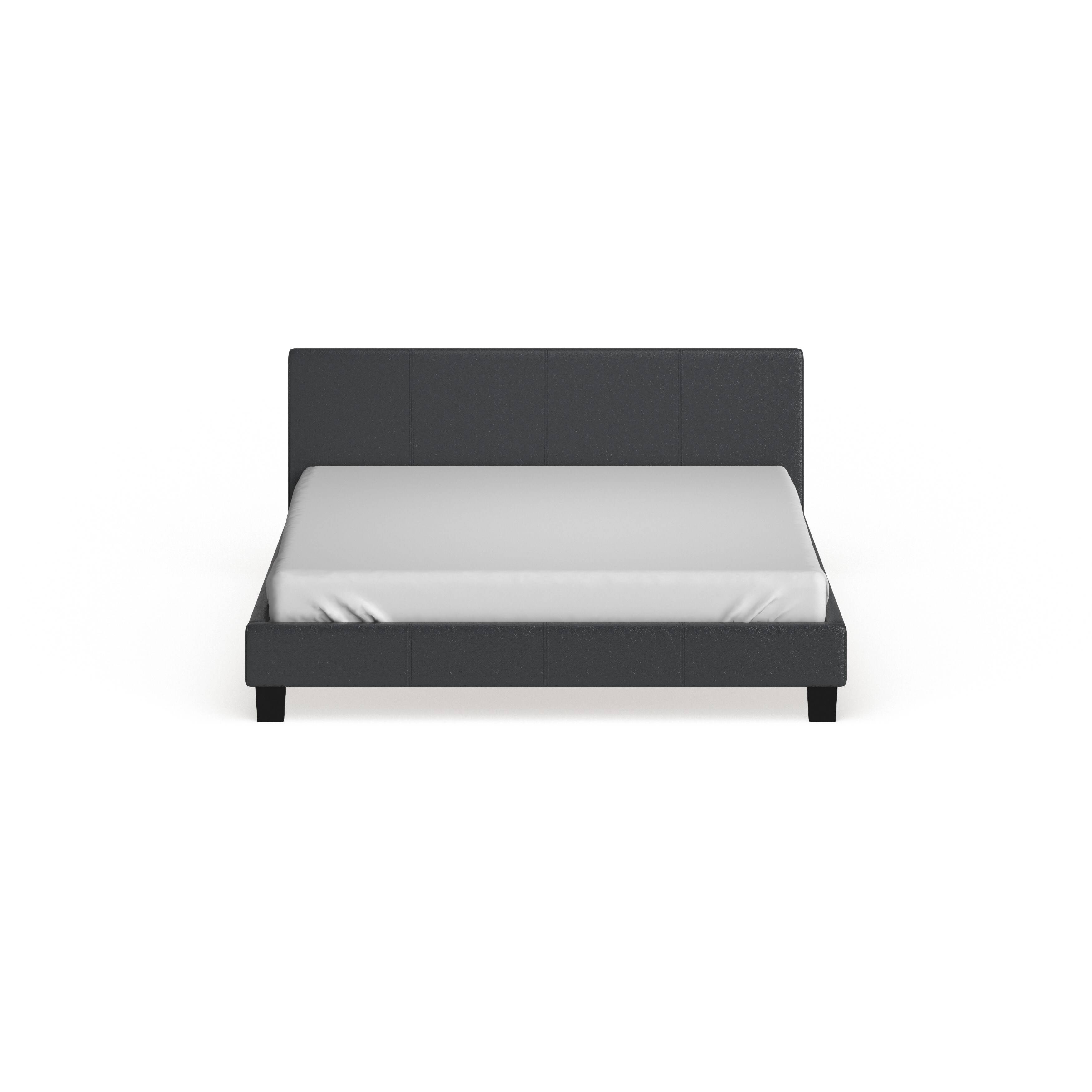 Ameena Contemporary Faux Leather Platform Bed in Gray