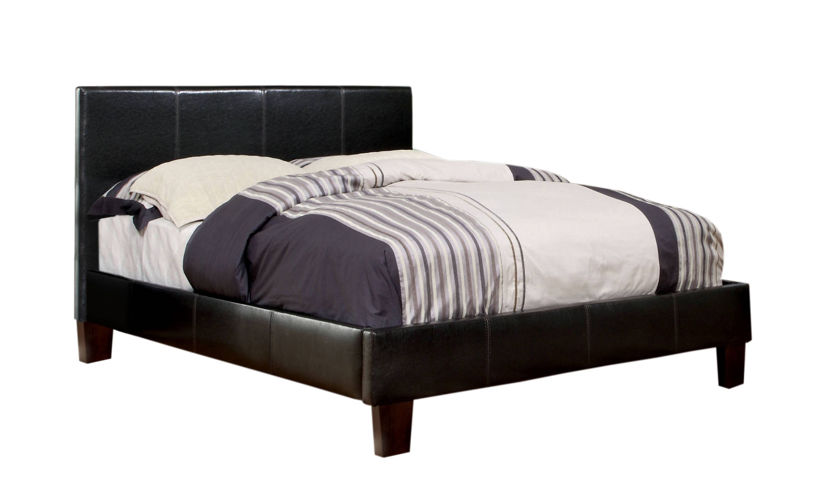 Ameena Contemporary Faux Leather Platform Bed in Espresso