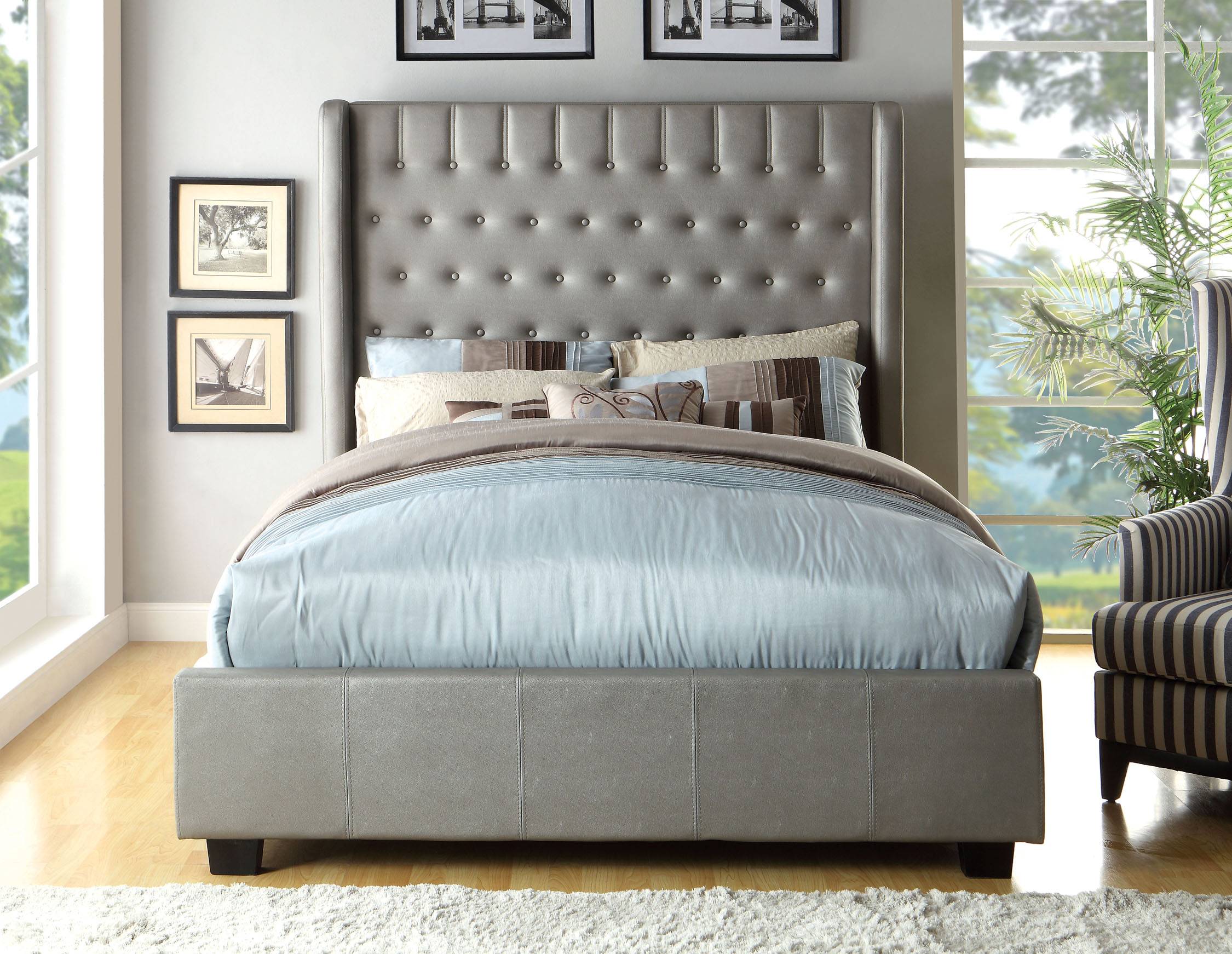 Fenty Contemporary Faux Leather Panel Bed
