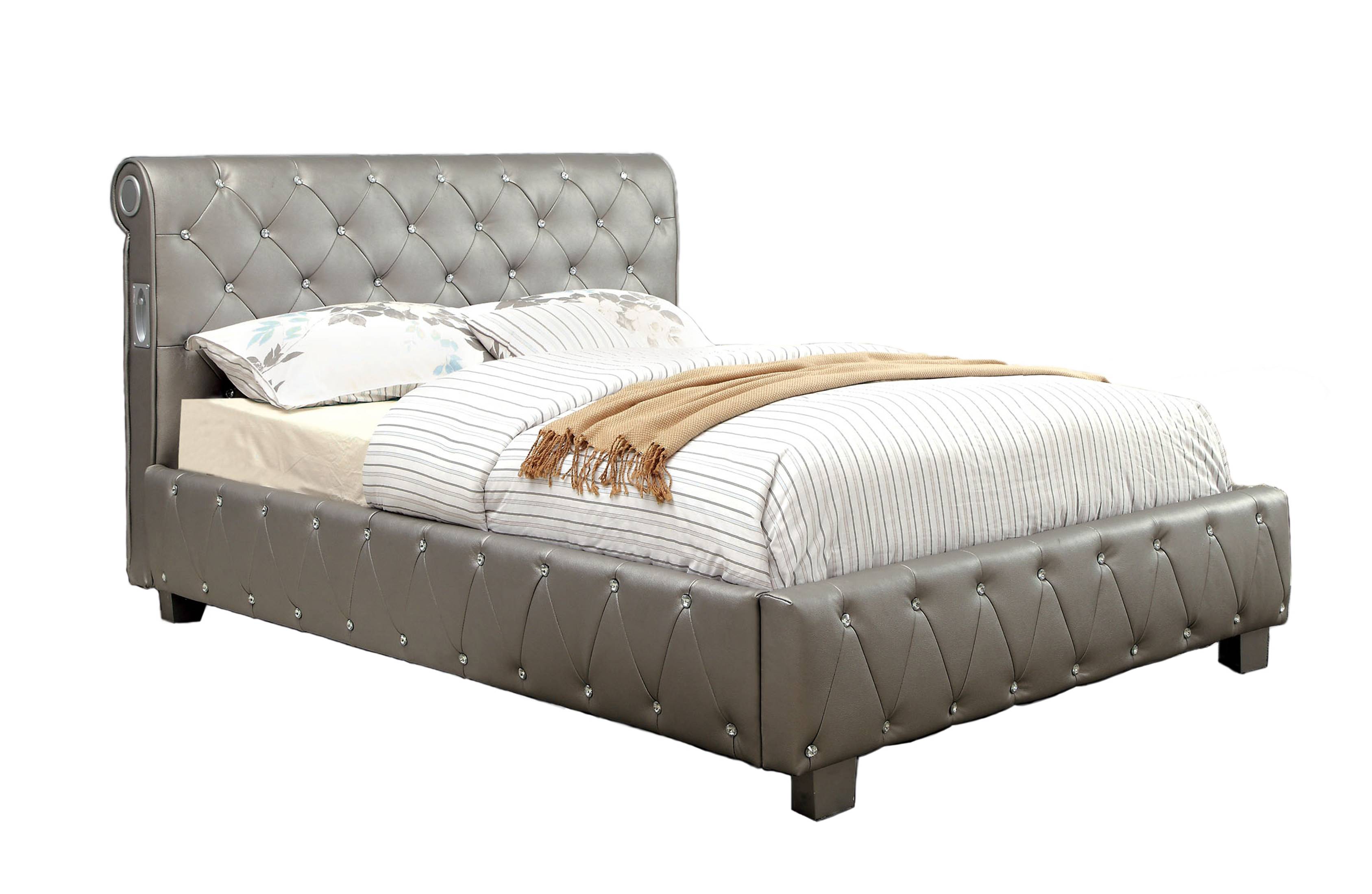 Moller Contemporary Tufted Faux Leather Platform Bed in California King