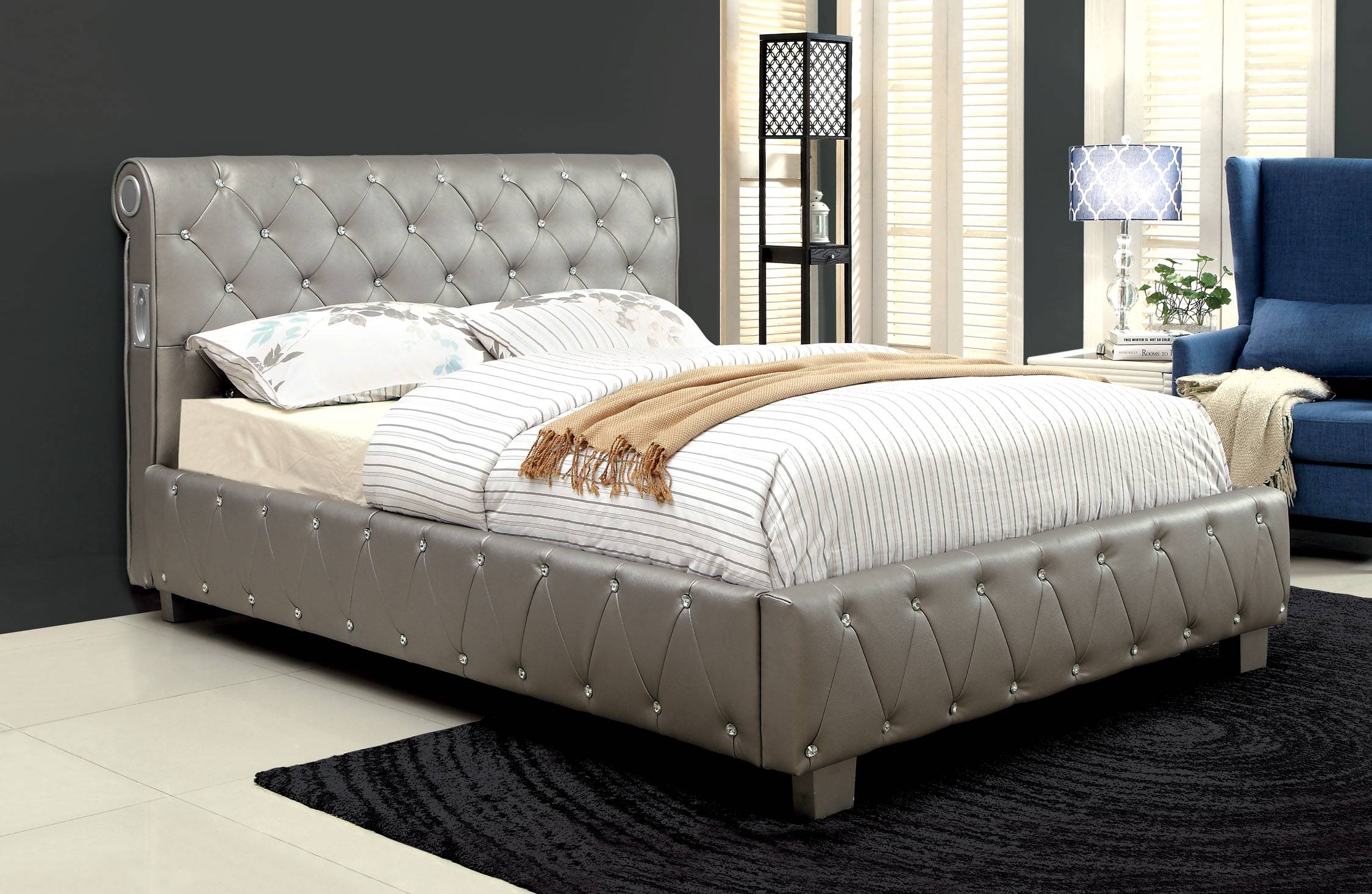 Rita Contemporary Faux Leather Platform Bed