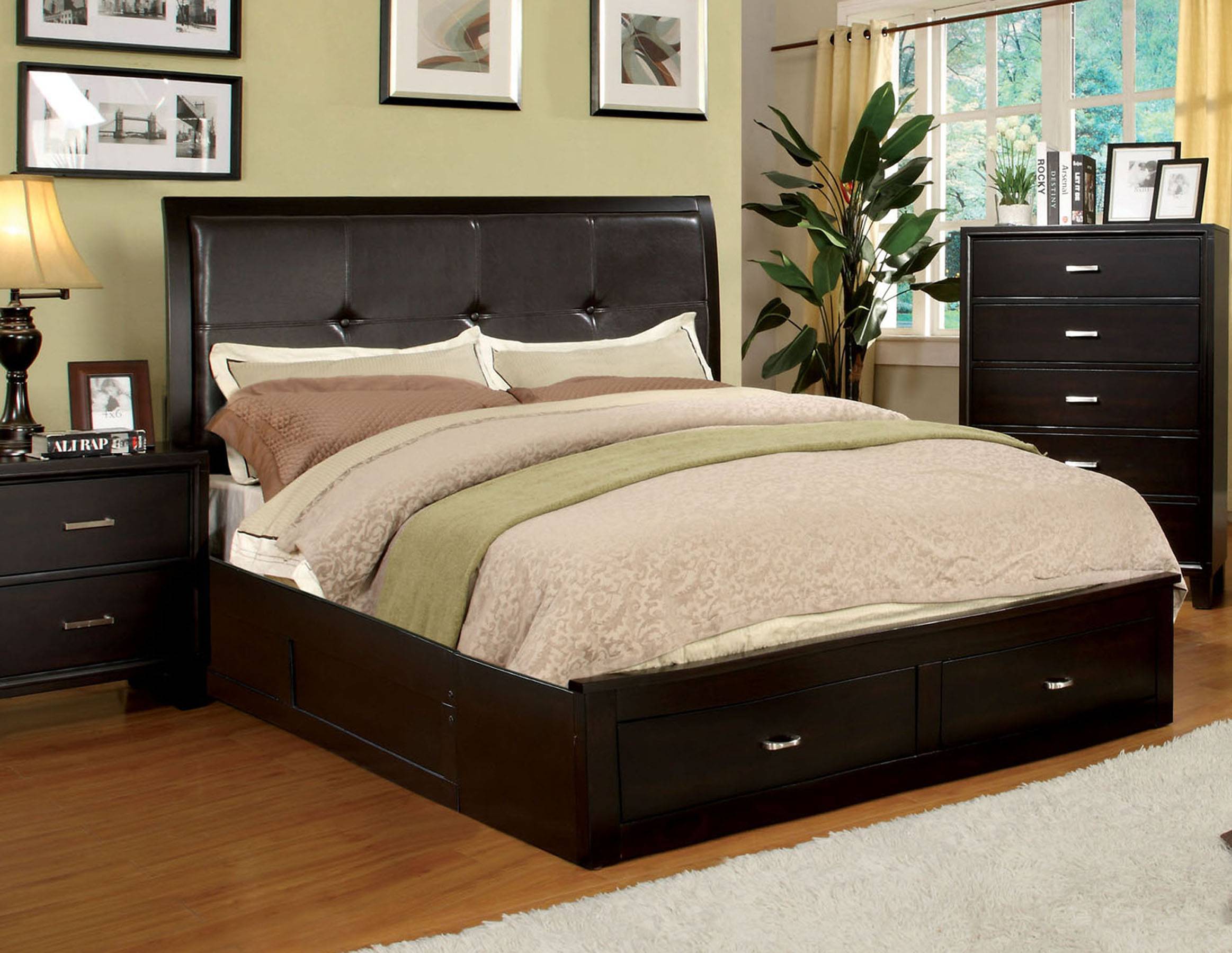 Deliah Contemporary Solid Wood Platform Bed in Espresso