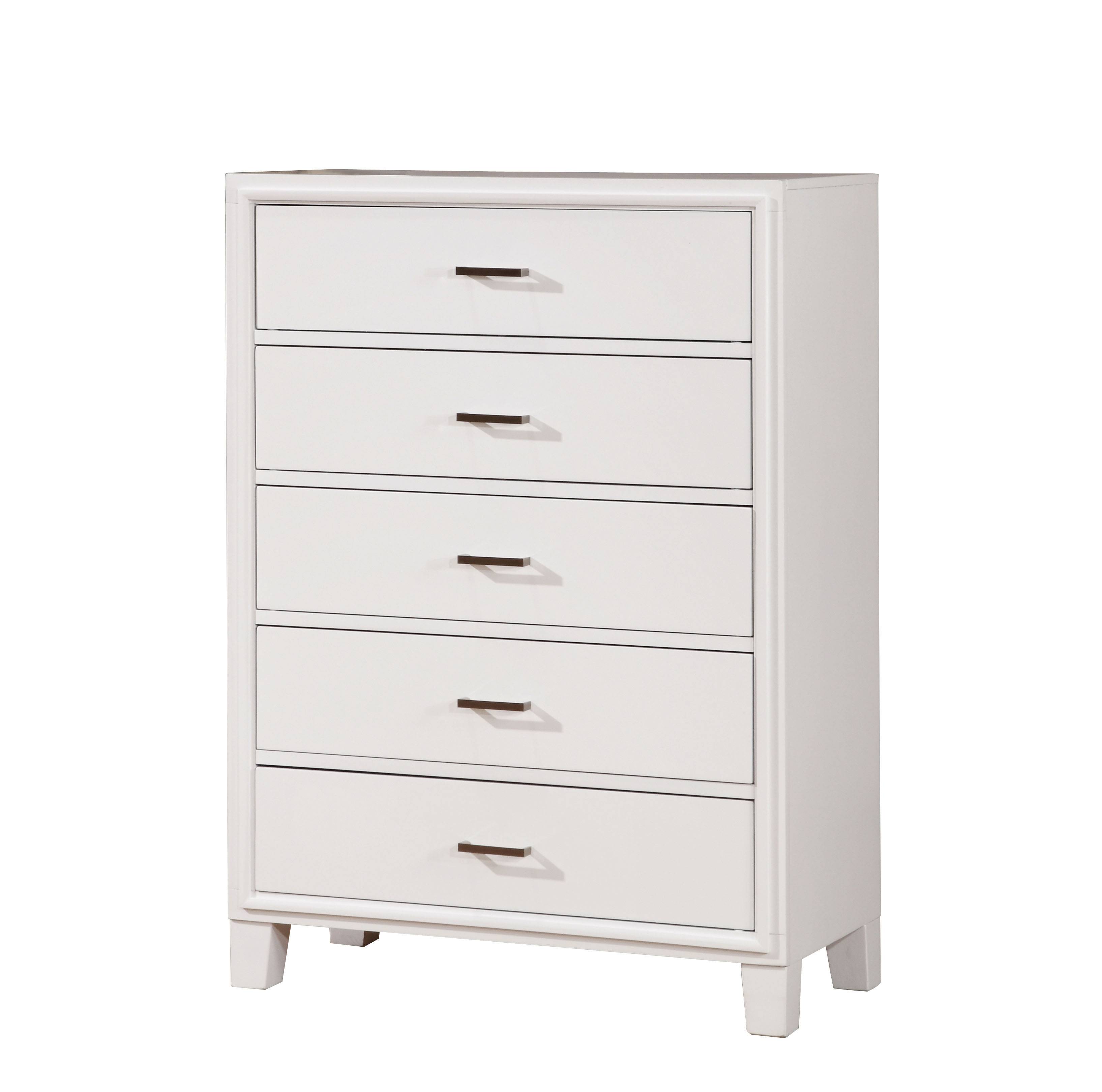 Hage Contemporary 5-Drawer Chest in White