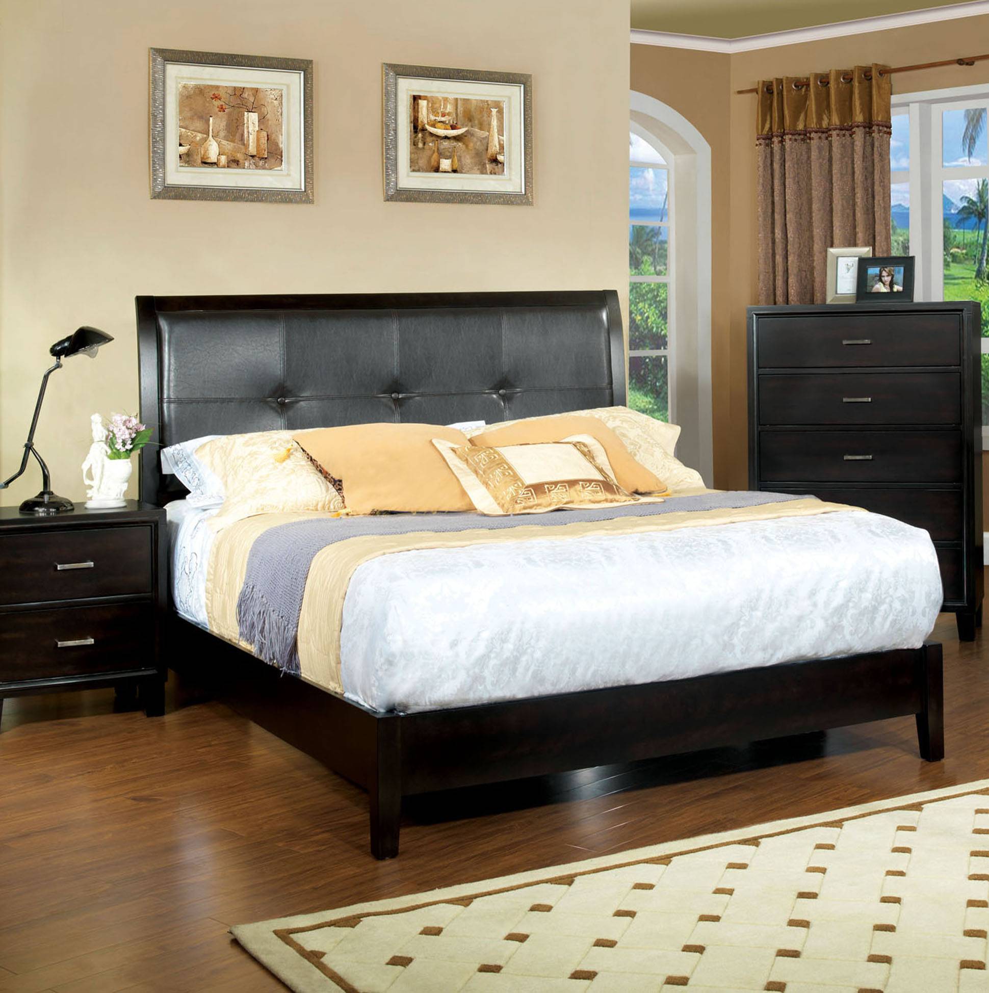 Noriah Contemporary Faux Leather Platform Bed