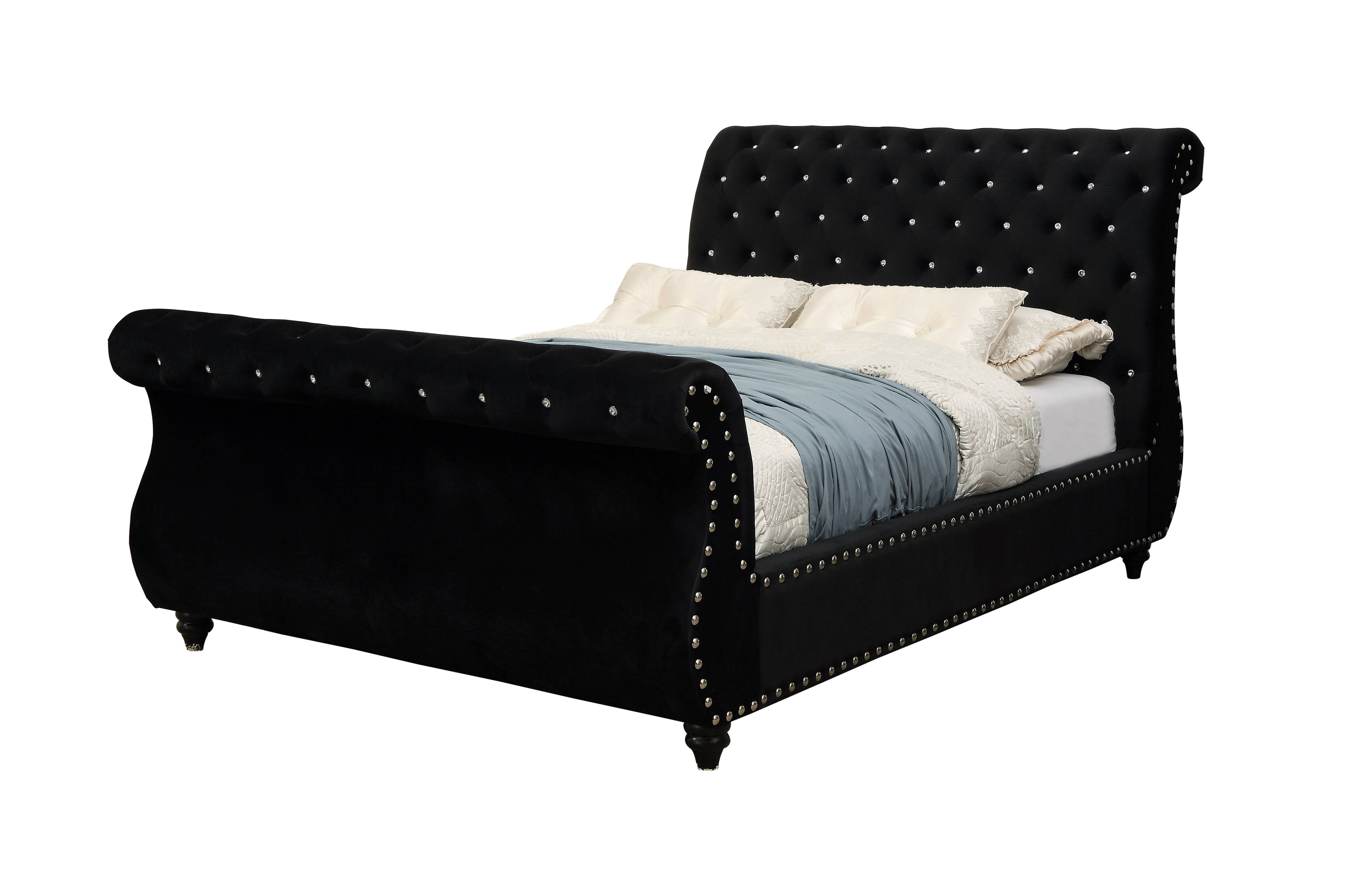 Shirley Transitional Fabric Platform Bed in Black