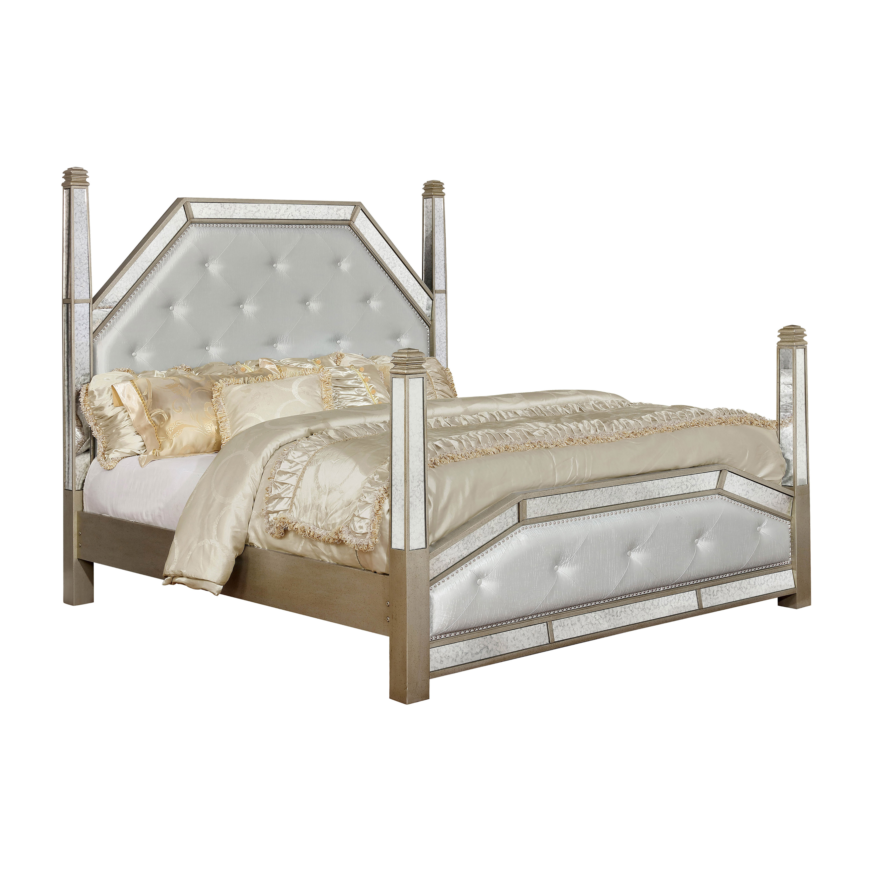 Joshua Glam Solid Wood Panel Bed