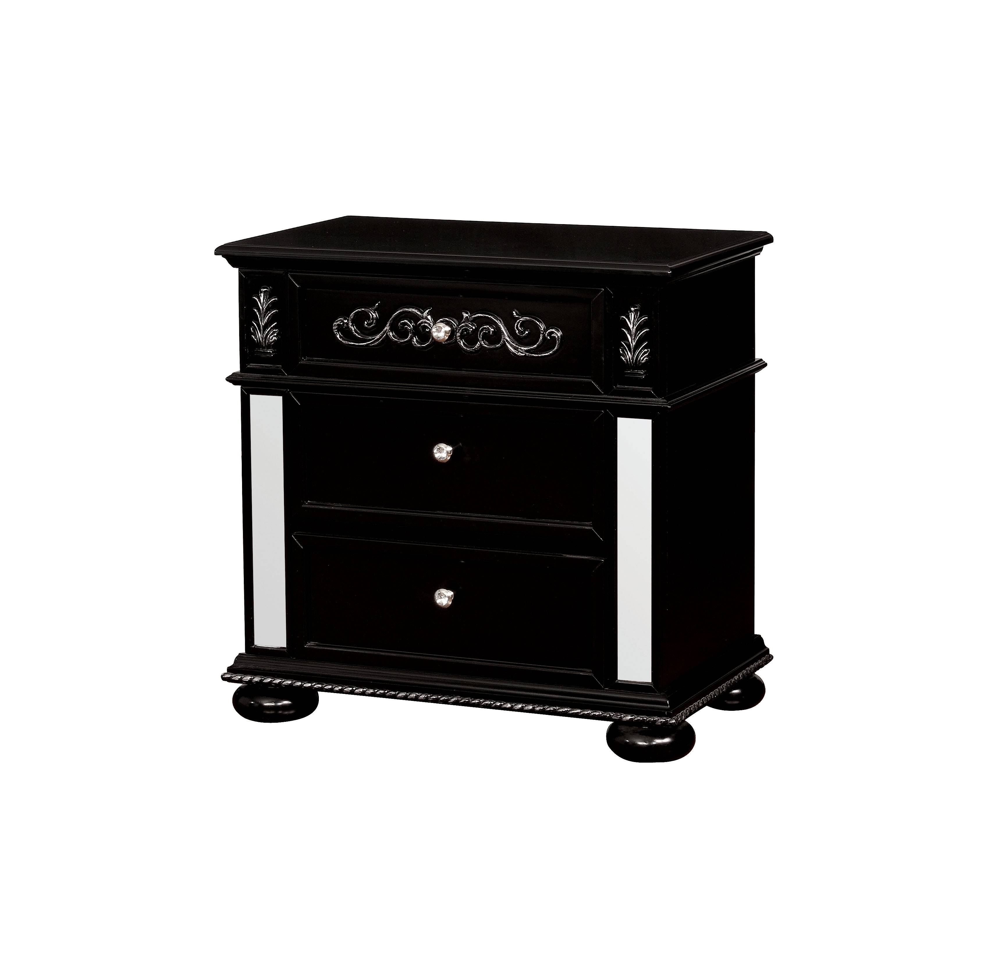 Vabelle Traditional 3-Drawer Nightstand in Black