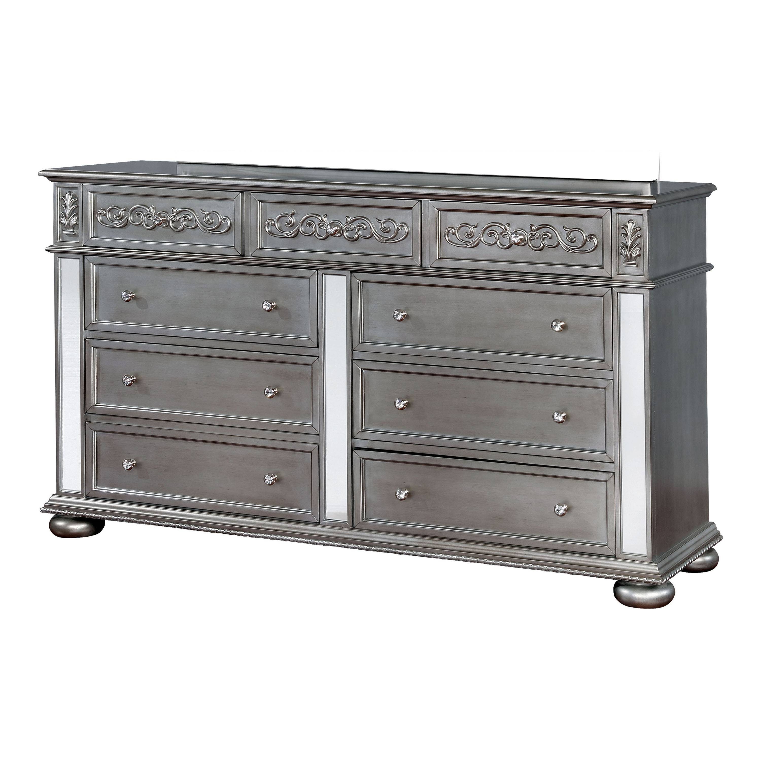 Vabelle Traditional 9-Drawer Dresser in Silver