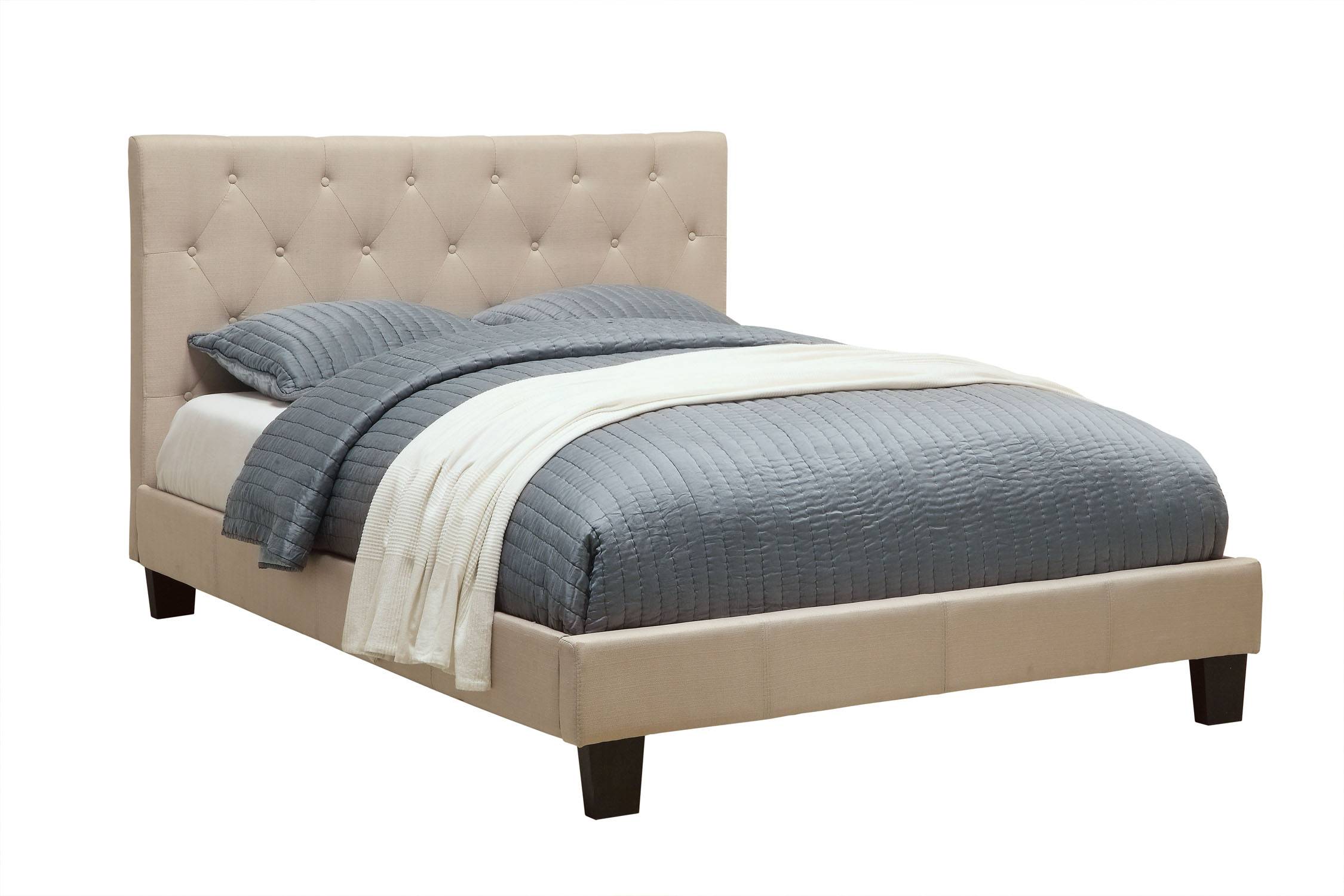 Valdimar Contemporary Fabric Platform Bed in Ivory