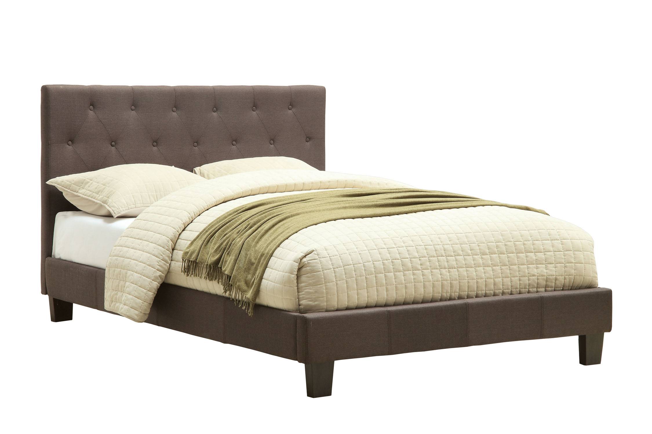 Valdimar Contemporary Fabric Platform Bed in Gray