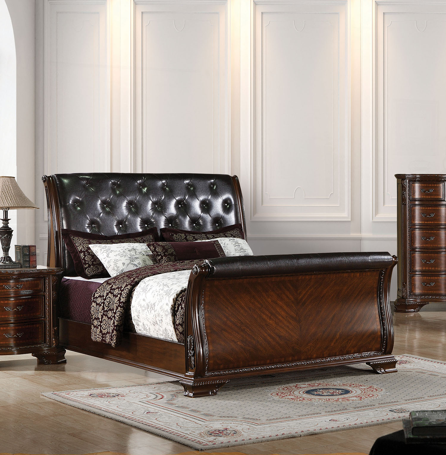 Rolston Traditional Padded Sleigh Bed