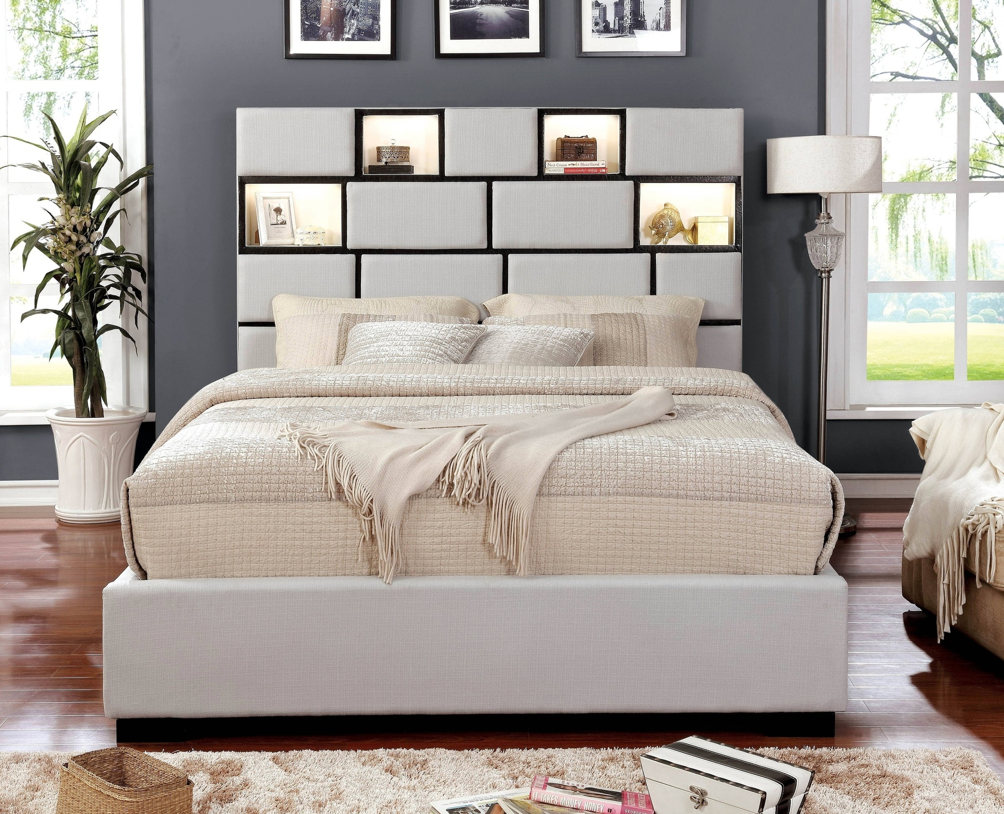 Jeffi Contemporary Upholstered Storage Bed