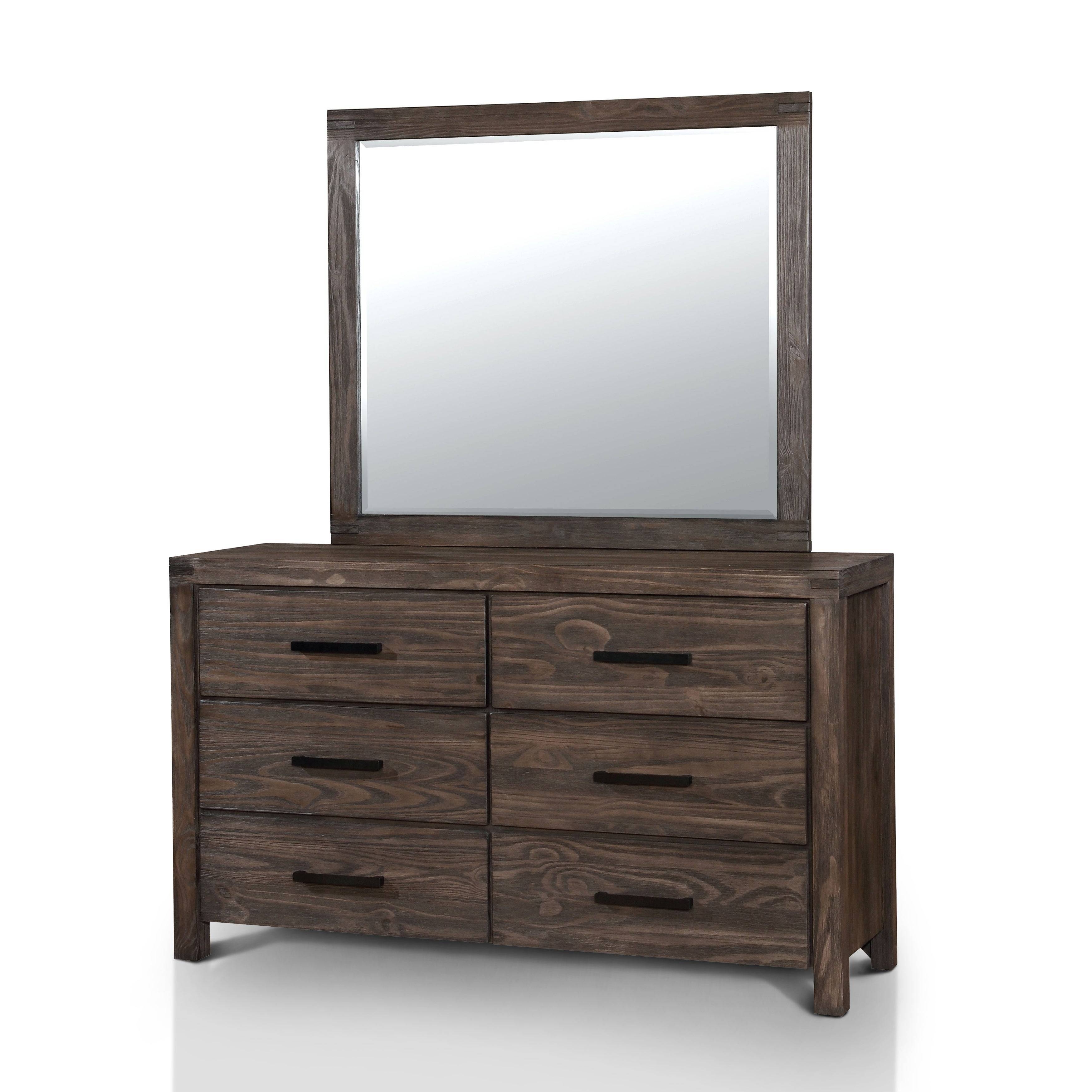 Emma Rustic 6-Drawer Dresser with Mirror