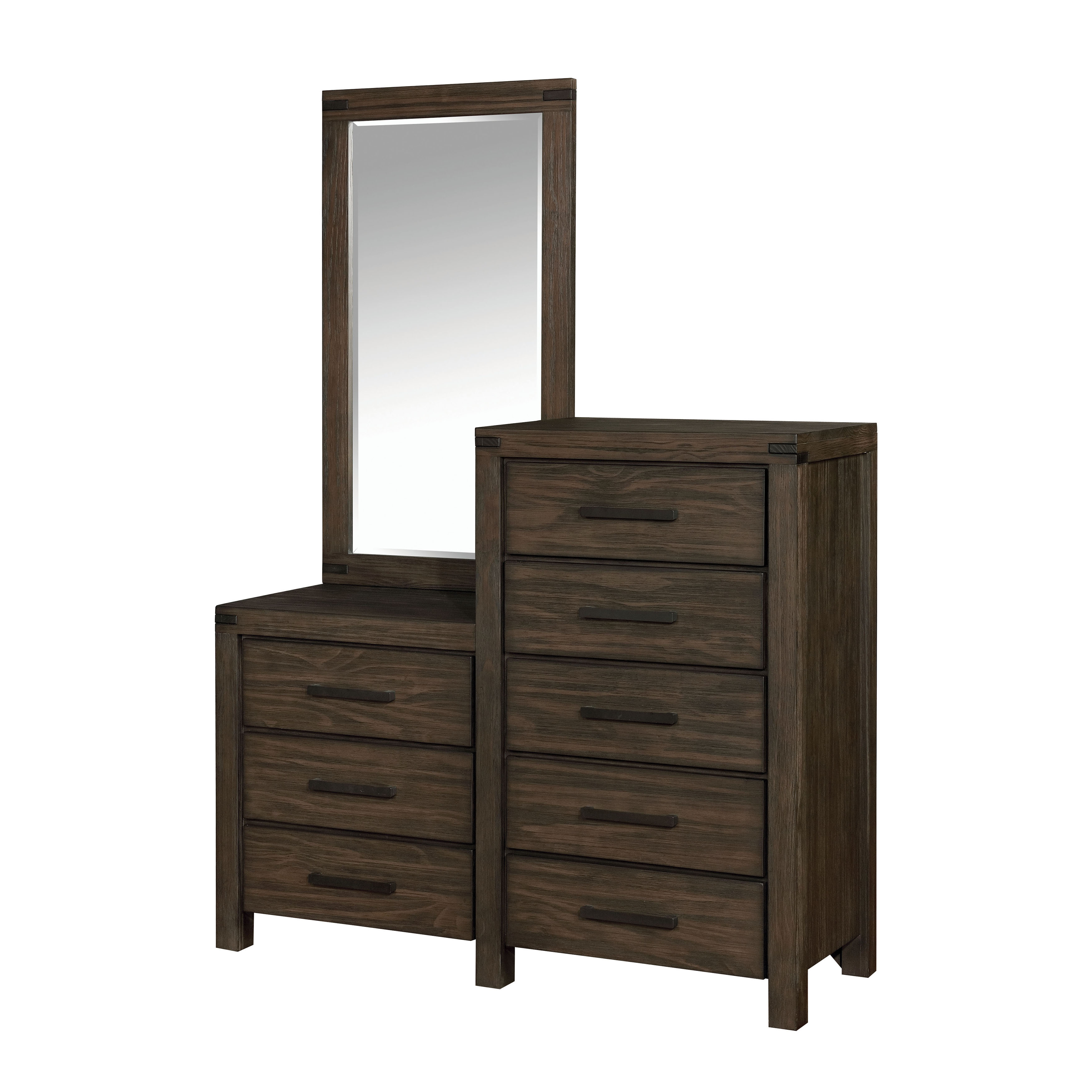 Emma Rustic 8-Drawer Dresser with Mirror