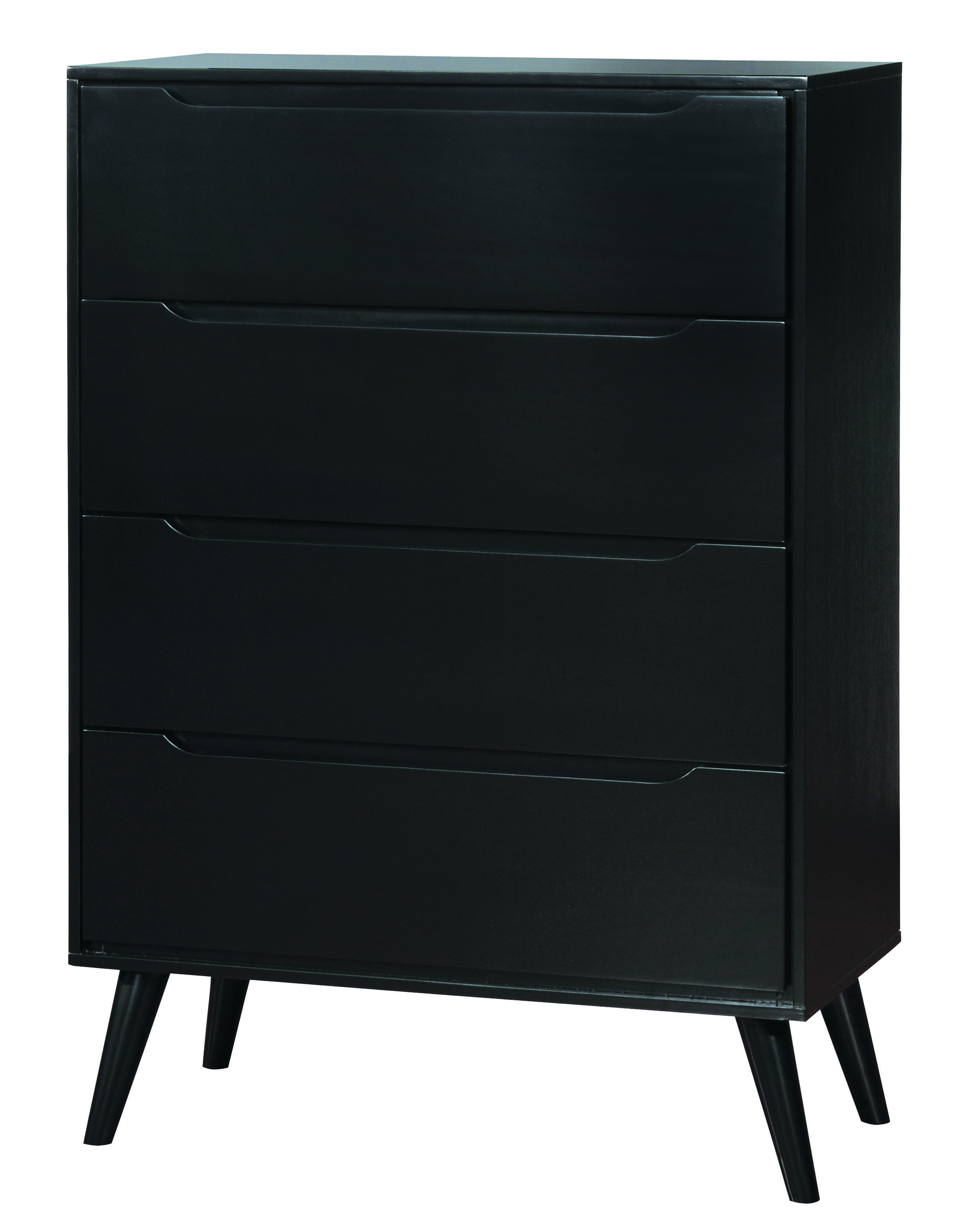 Bella Mid-Century Modern 4-Drawer Chest in Black