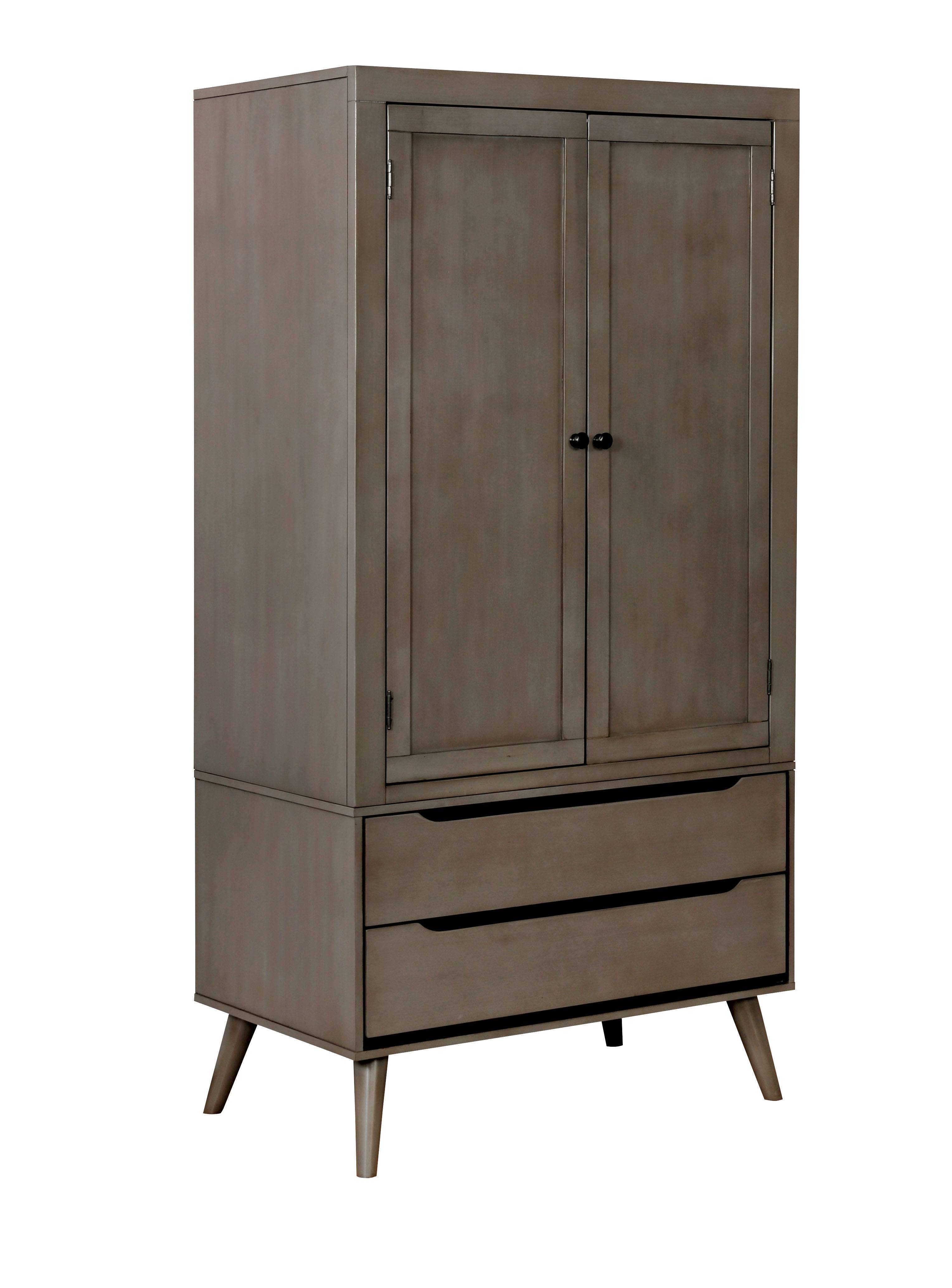 Bella Mid-Century Modern Armoire with 2 Doors in Gray