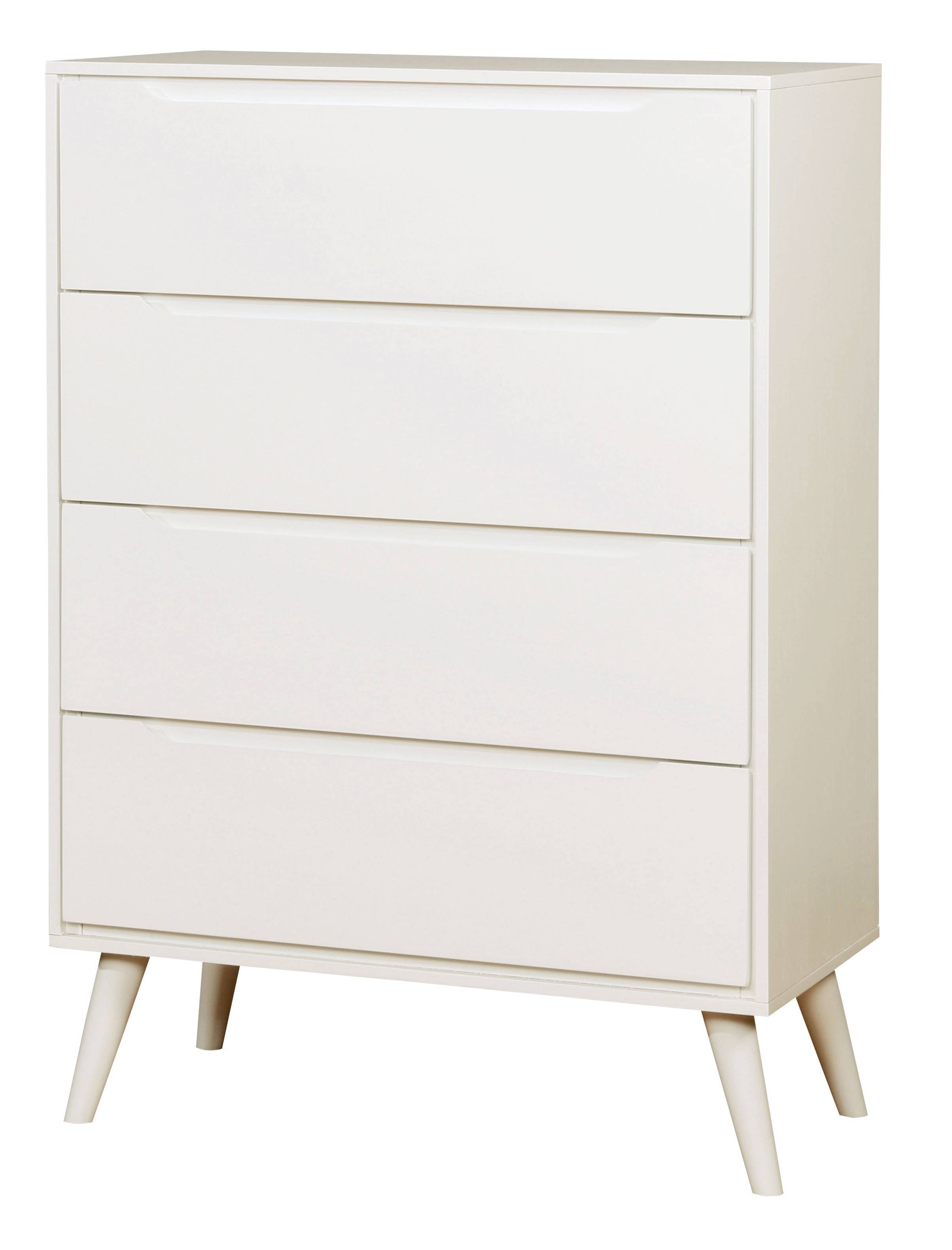 Bella Mid-Century Modern 4-Drawer Chest in White