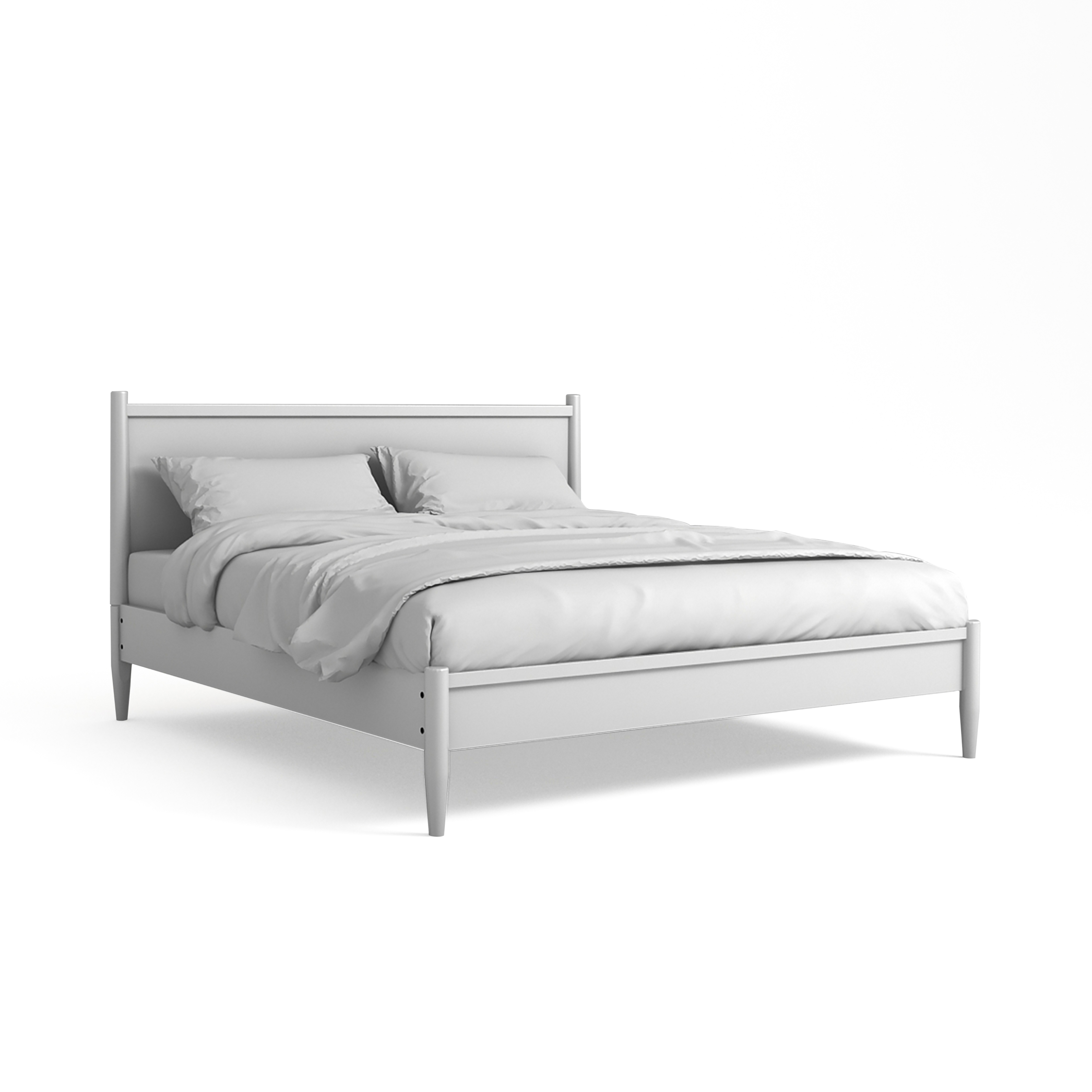 Bella Mid-Century Modern Solid Wood Platform Bed in White