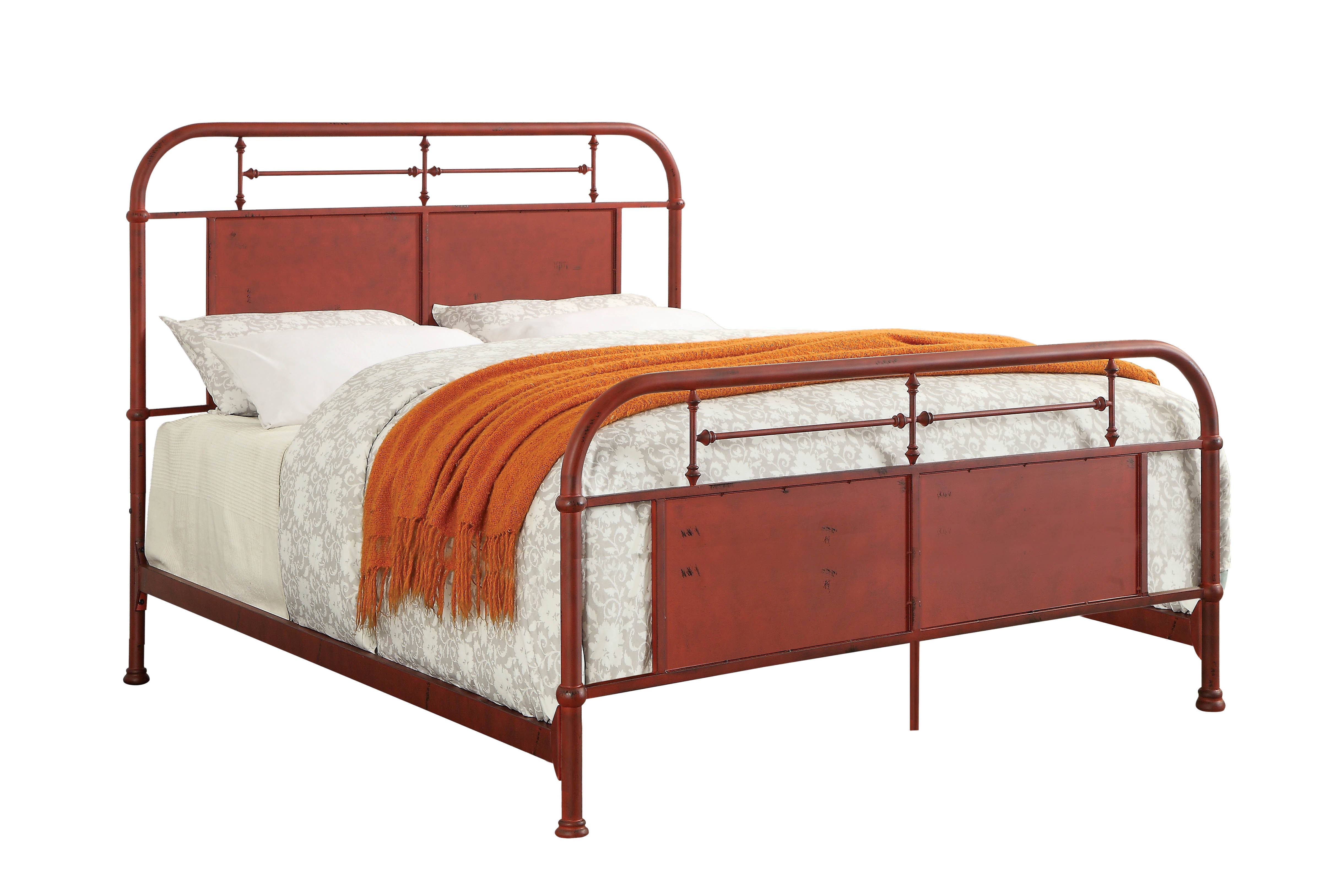 Ramona Industrial Metal Panel Bed in Distressed Red