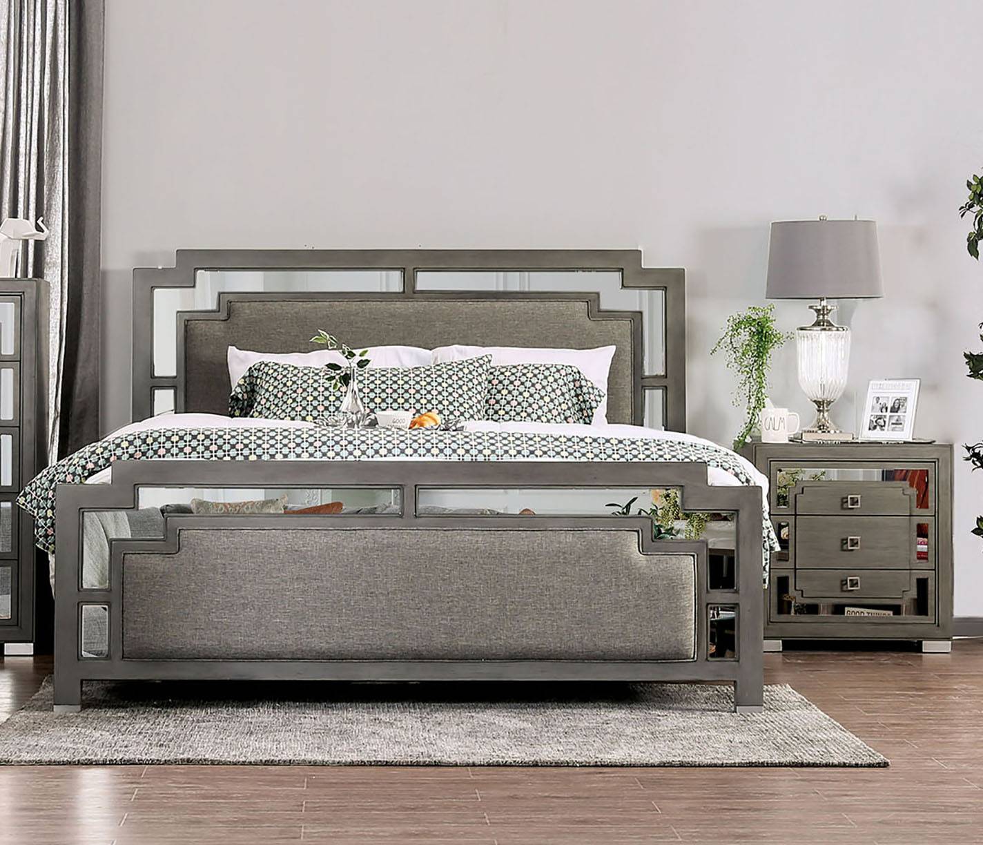 Kiria Contemporary Solid Wood Panel Bed