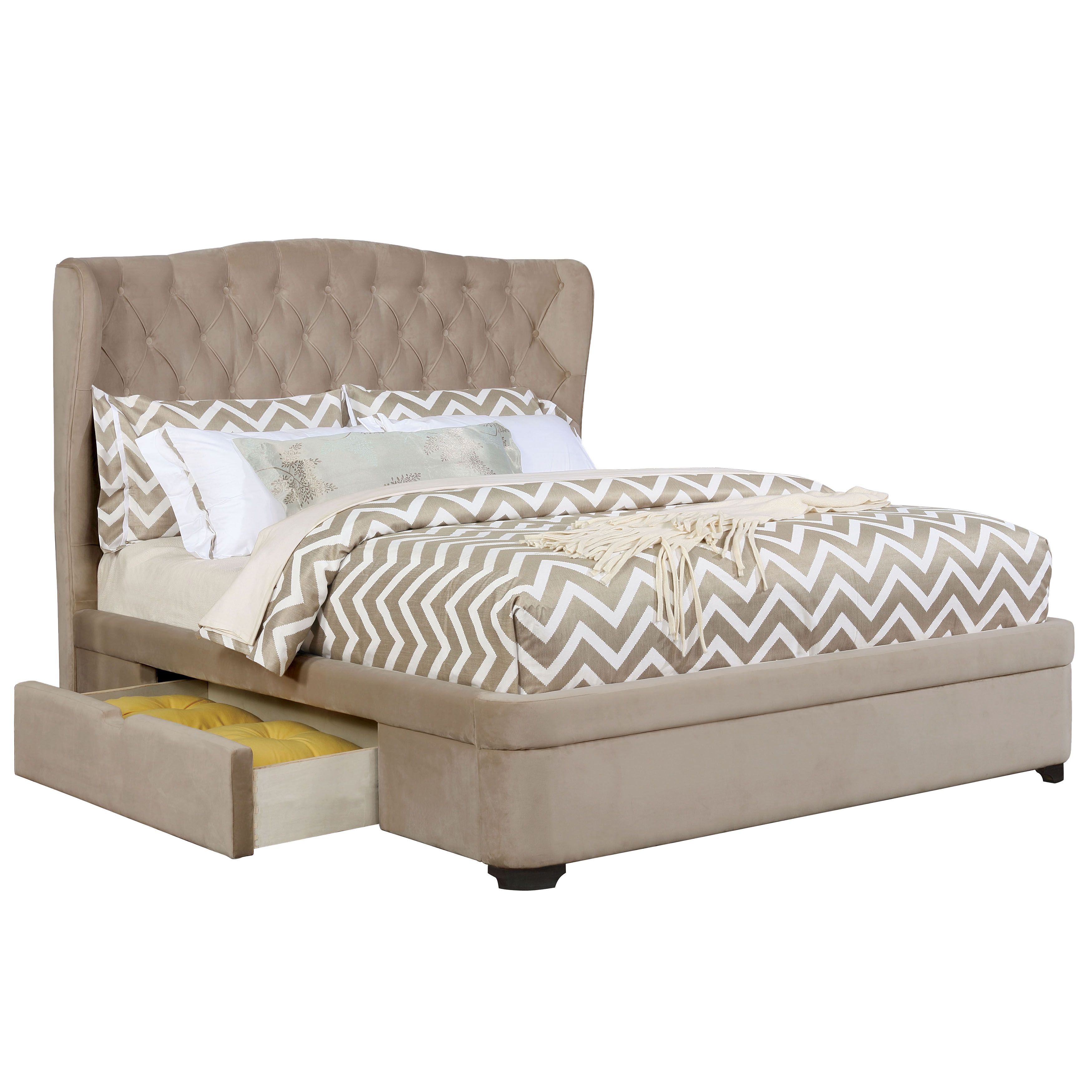 Kemmell Transitional Tufted Storage Bed