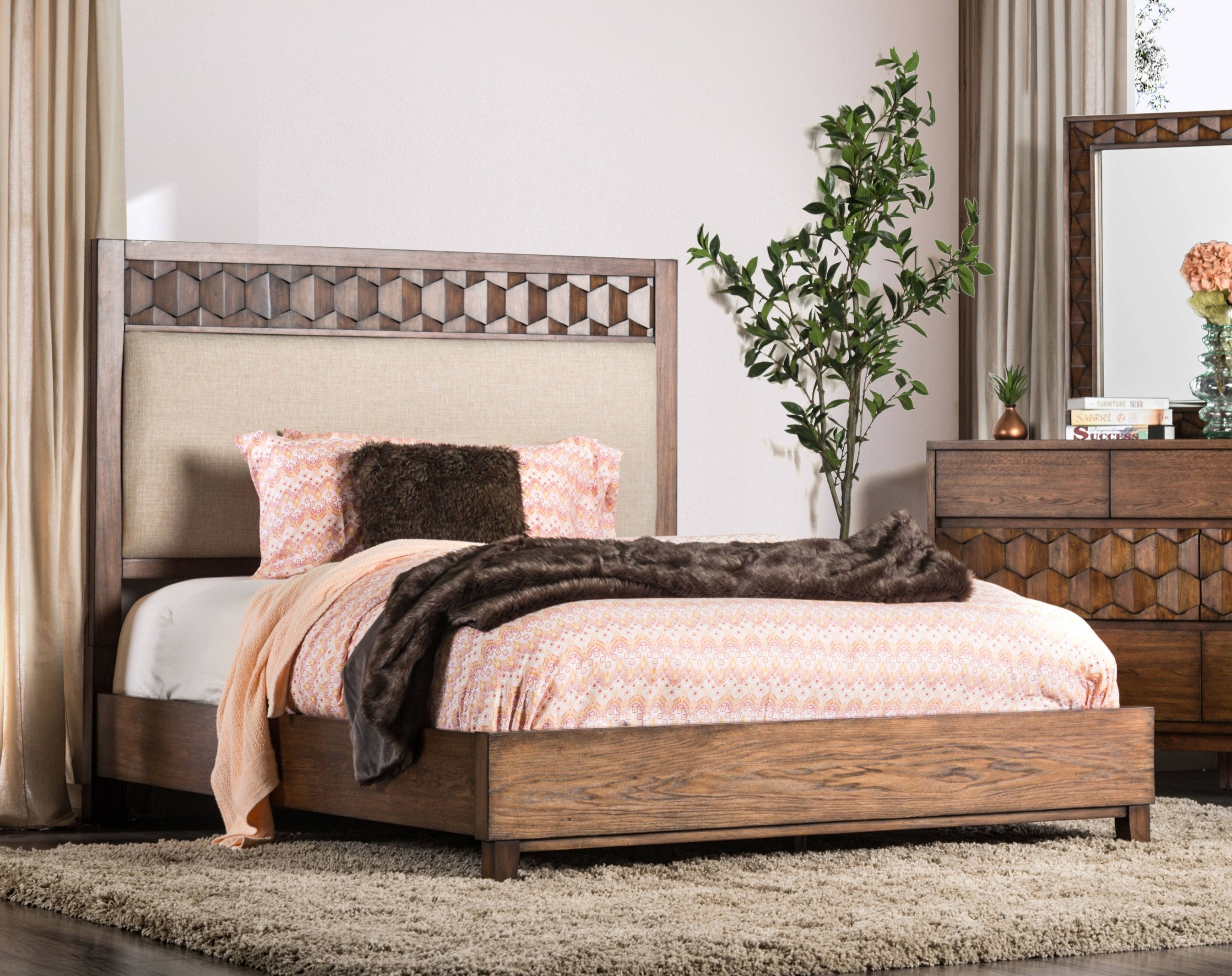 Charlotte Transitional Fabric Panel Bed in Queen