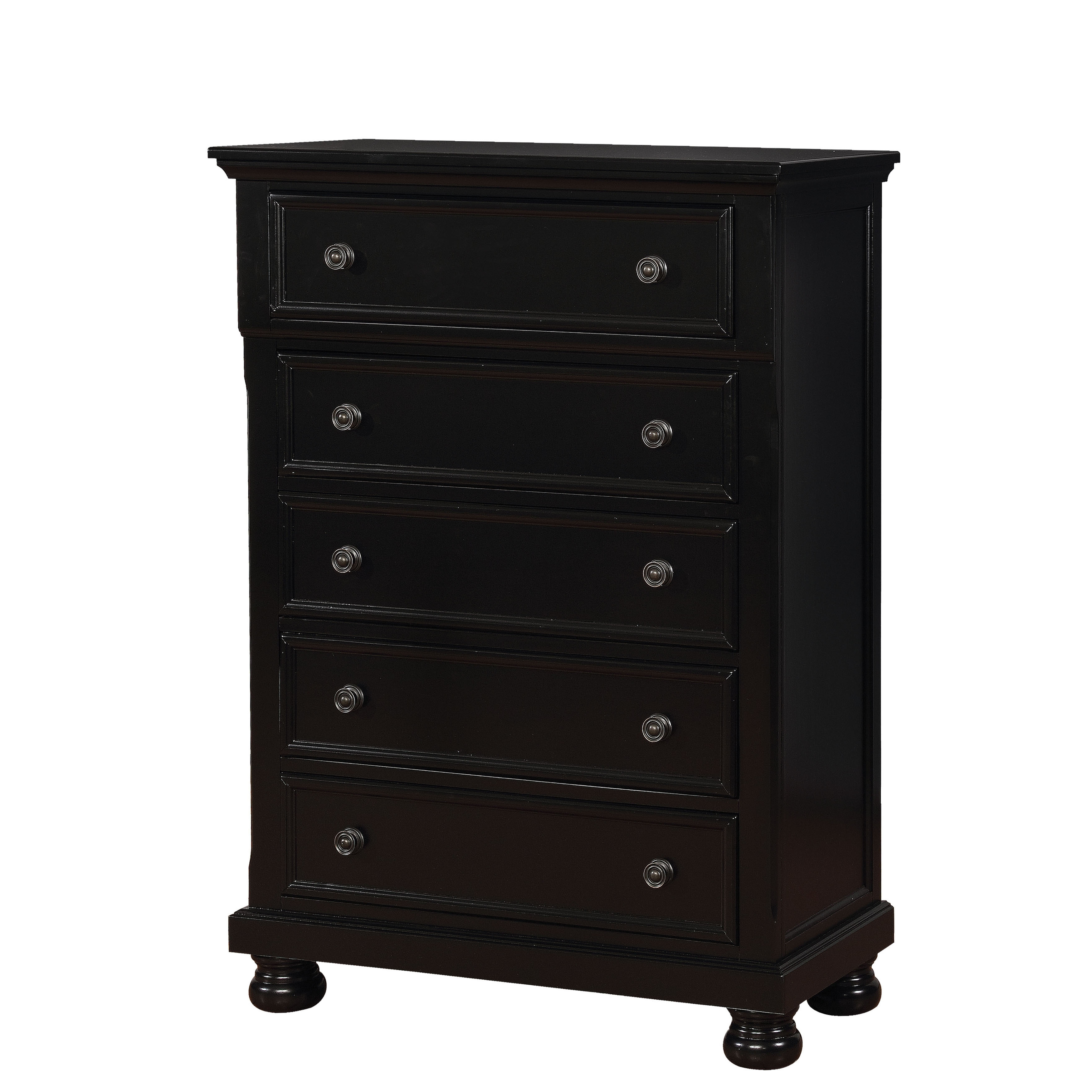 Trin Transitional 5-Drawer Chest in Black