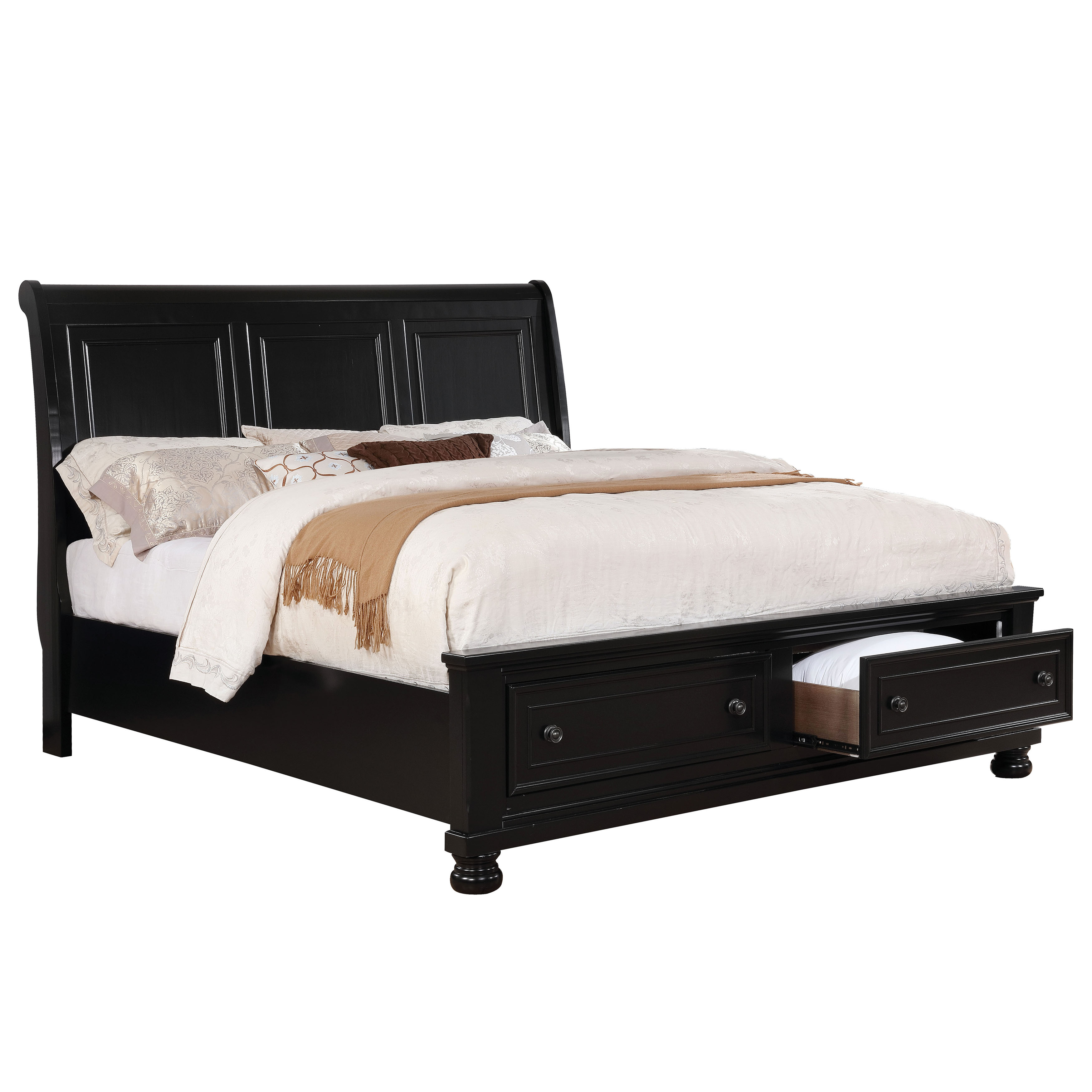 Trin Transitional Solid Wood Platform Bed in Black