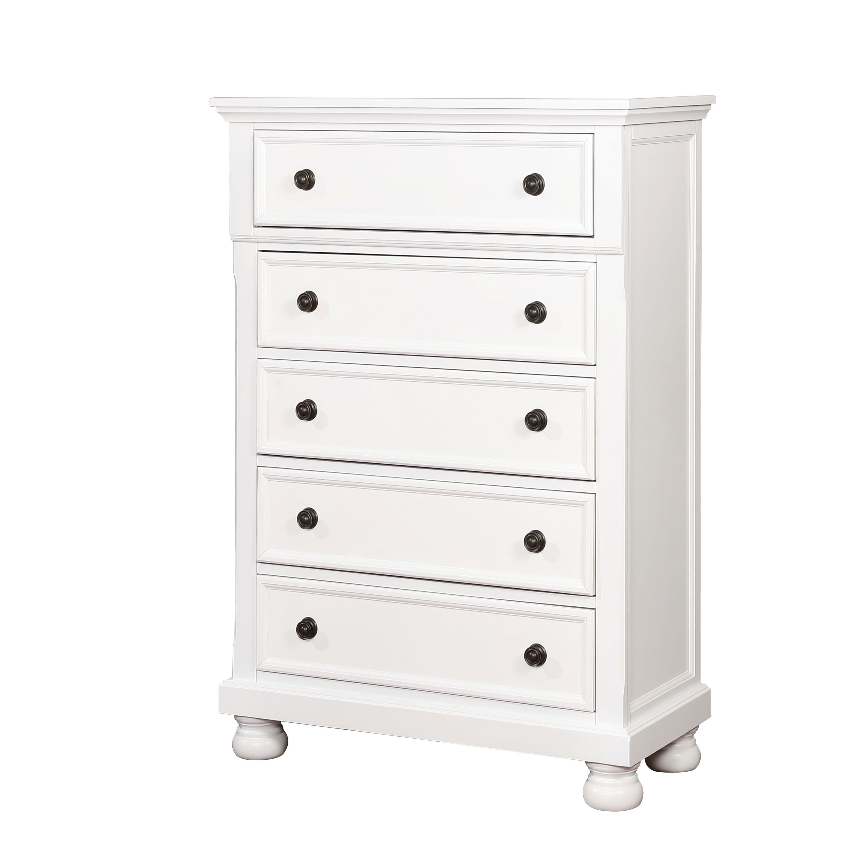 Trin Transitional 5-Drawer Chest in White