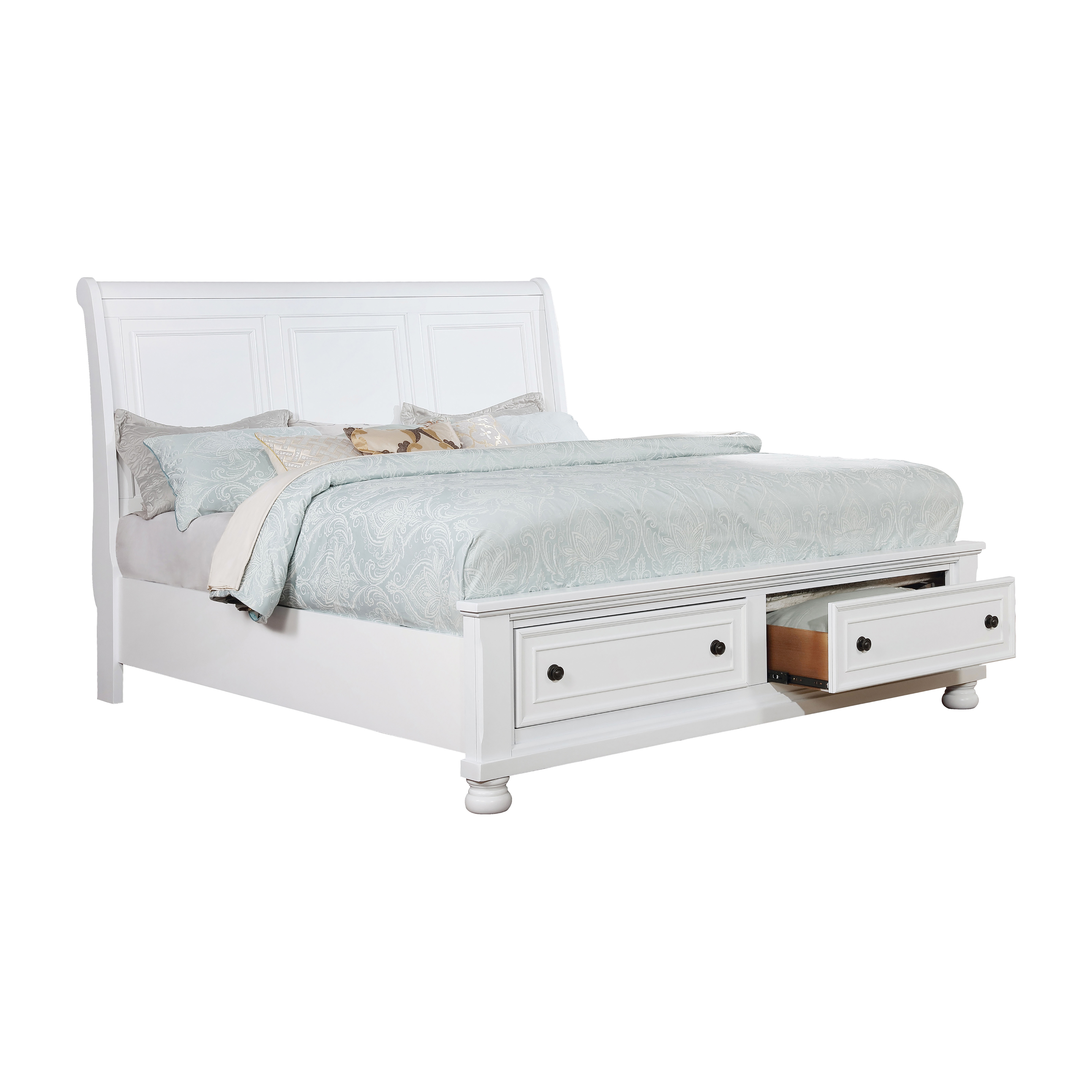 Trin Transitional Solid Wood Platform Bed in White