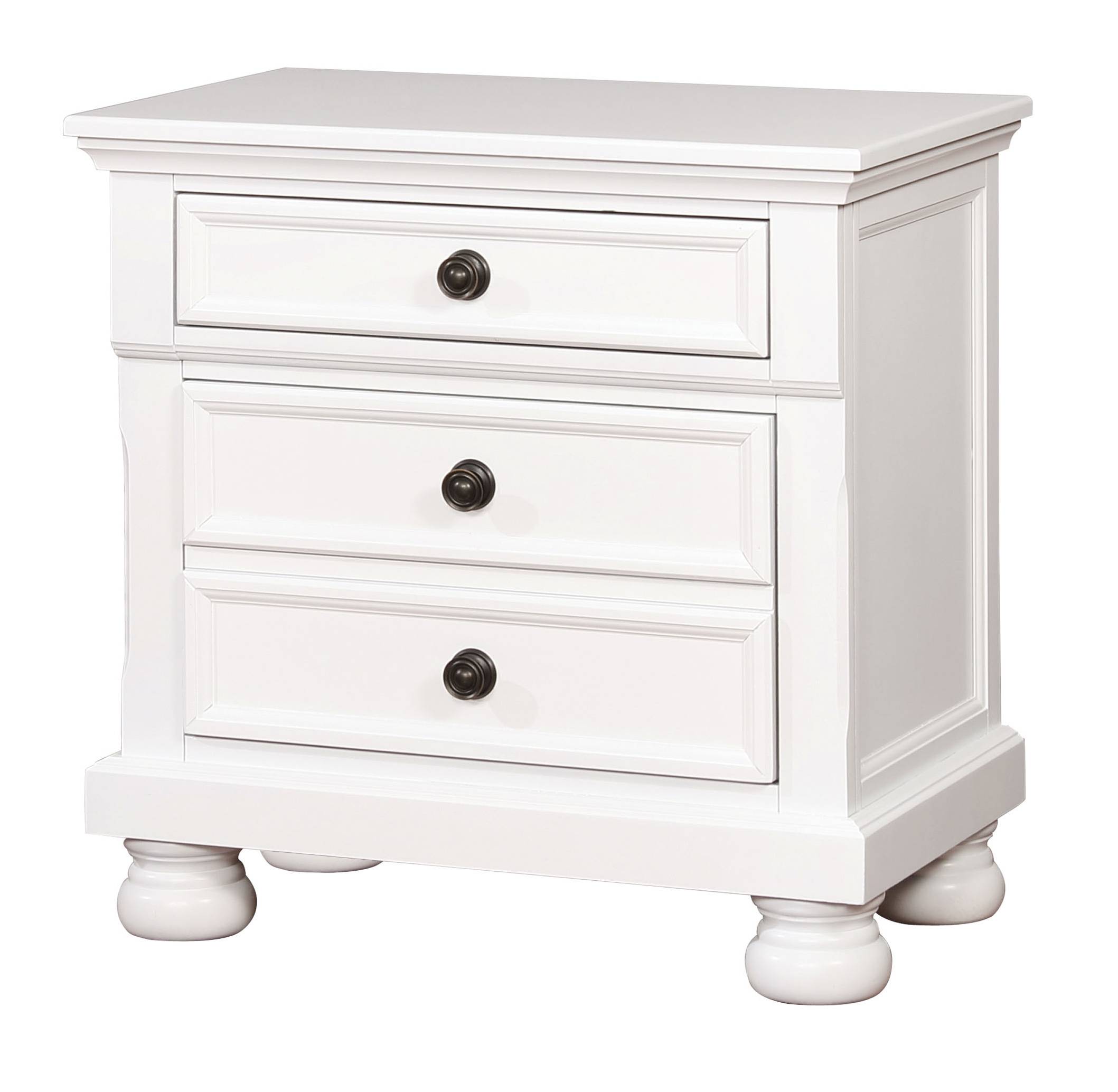 Trin Transitional 3-Drawer Nightstand in White