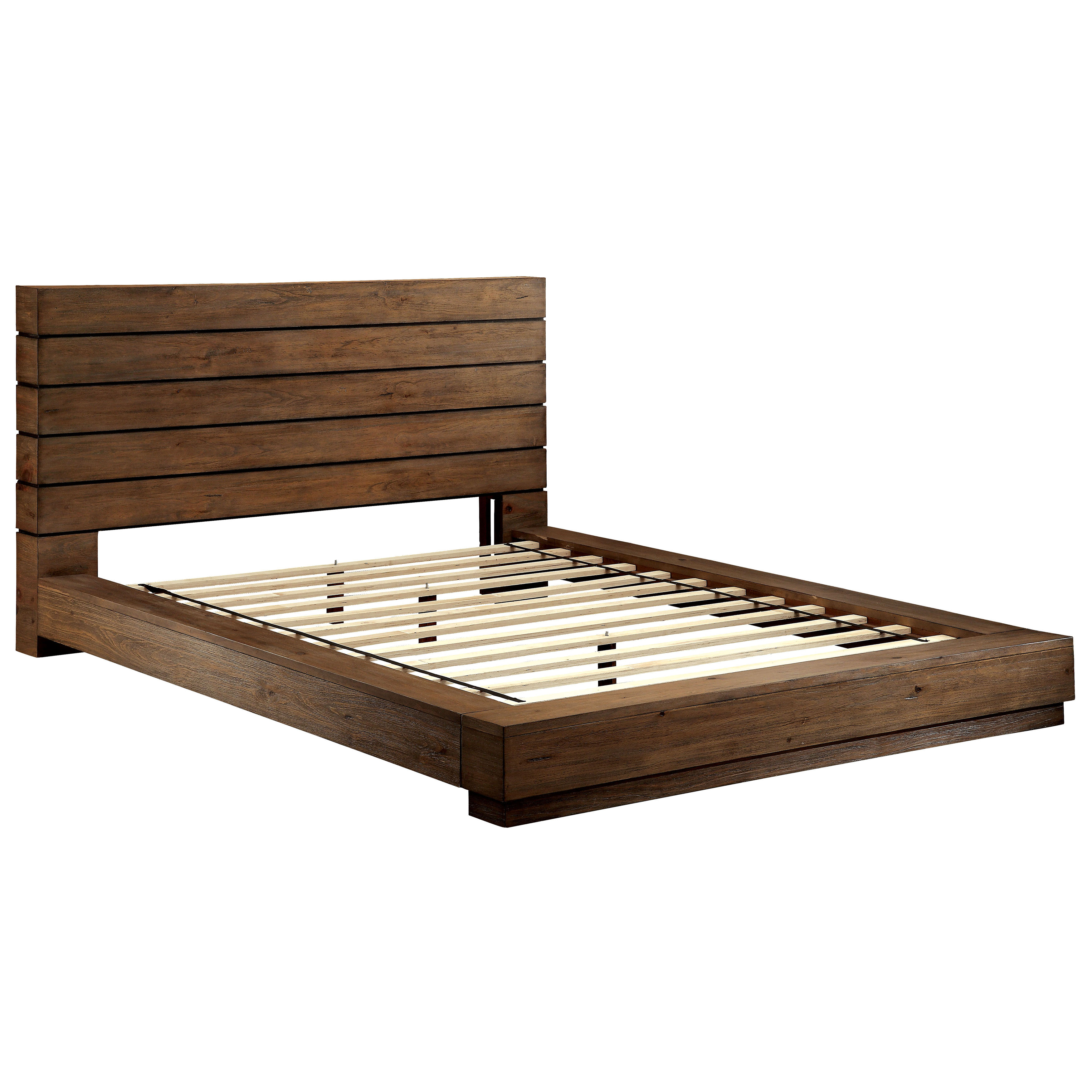 Kassan Rustic Wood Platform Bed