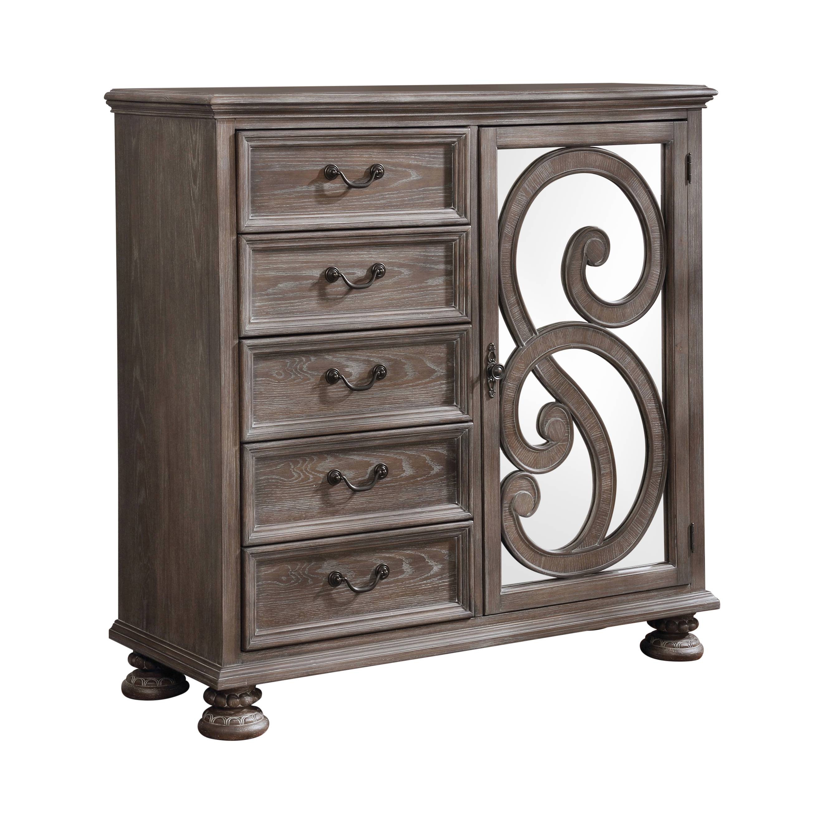 Zino Transitional 5-Drawer Armoire in Rustic Natural Tone