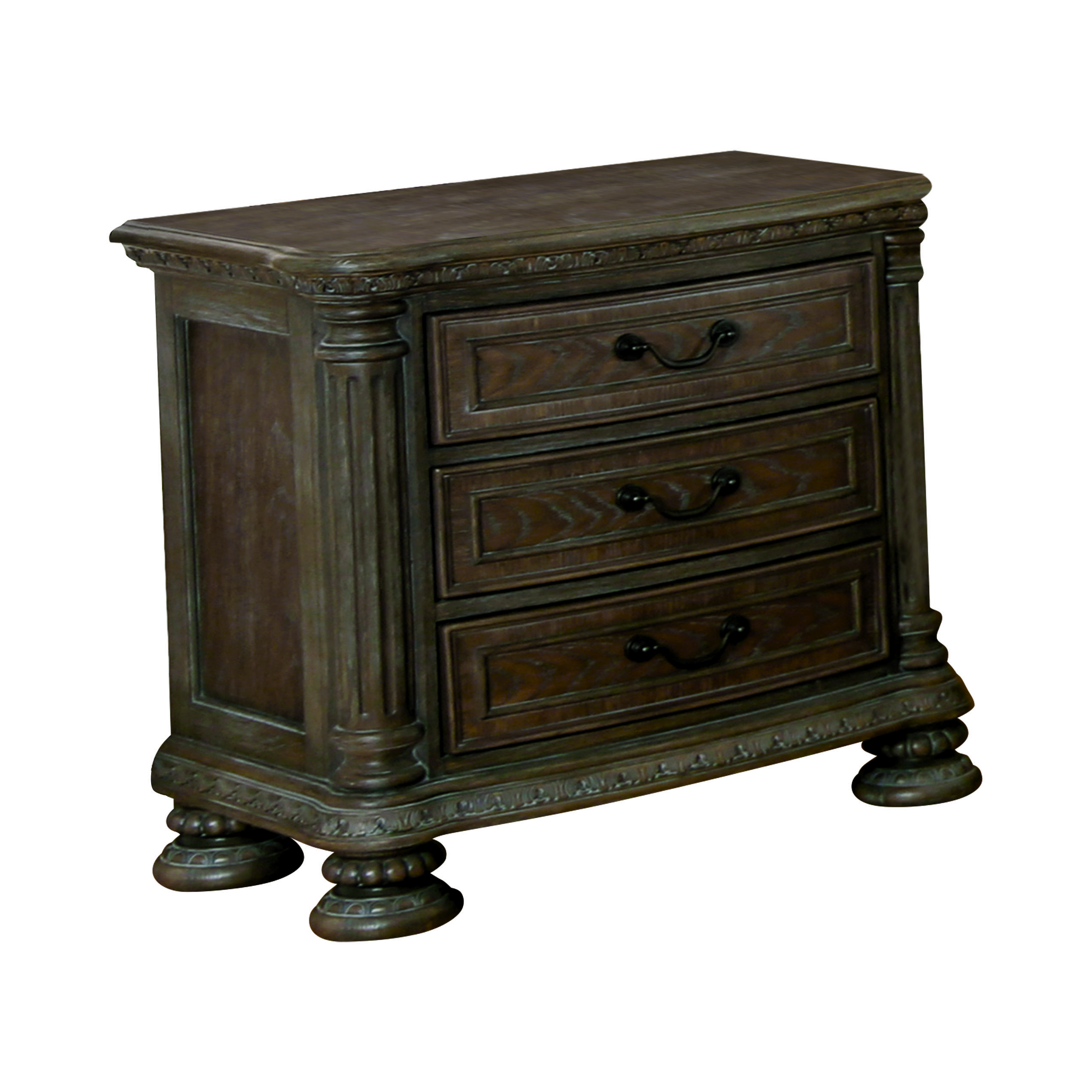 Arrant Transitional 3-Drawer Nightstand in Rustic Natural Tone