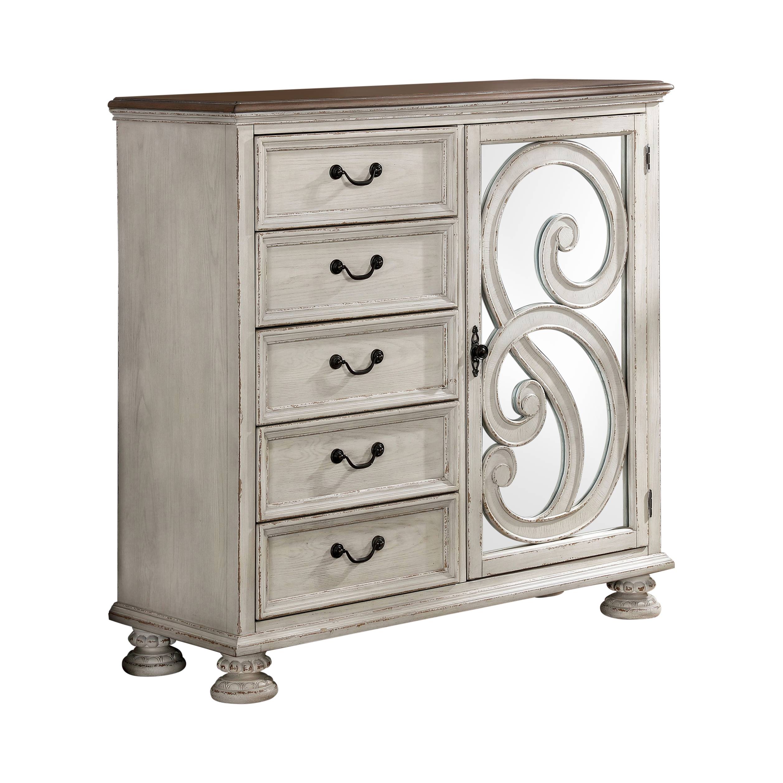 Zino Transitional 5-Drawer Armoire in White