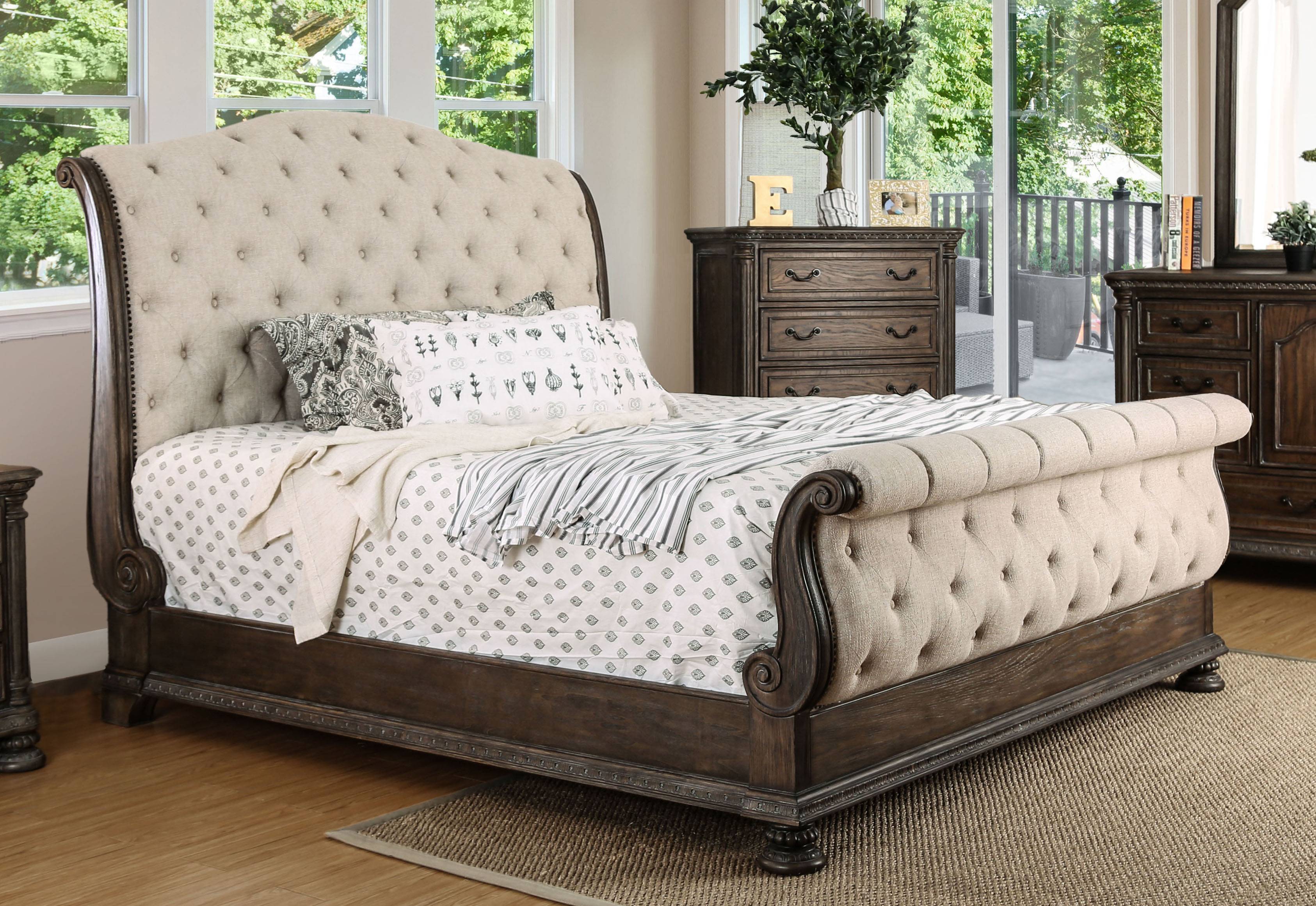 Acres Transitional Solid Wood Panel Bed