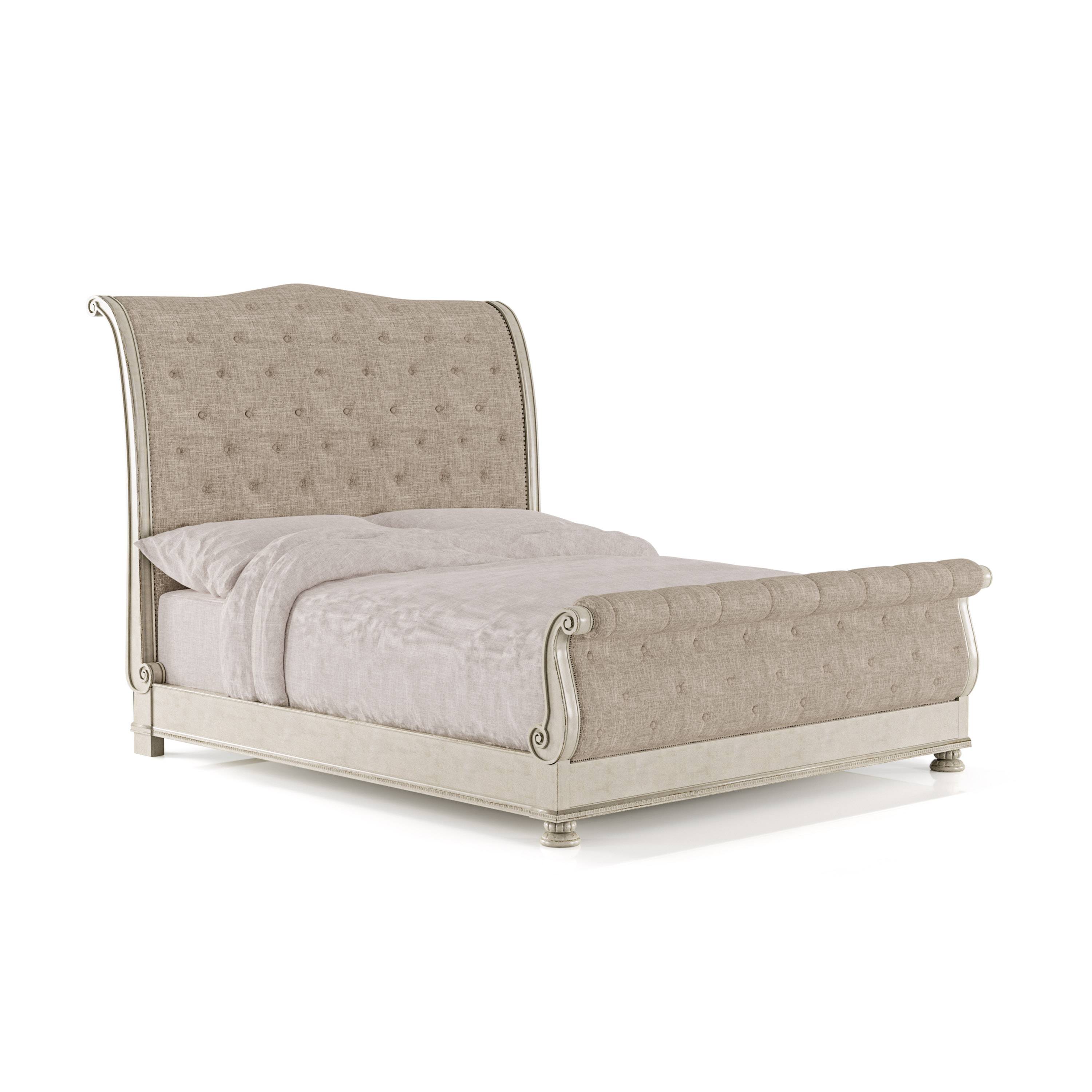 Tamsend Traditional Button Tufted Sleigh Bed