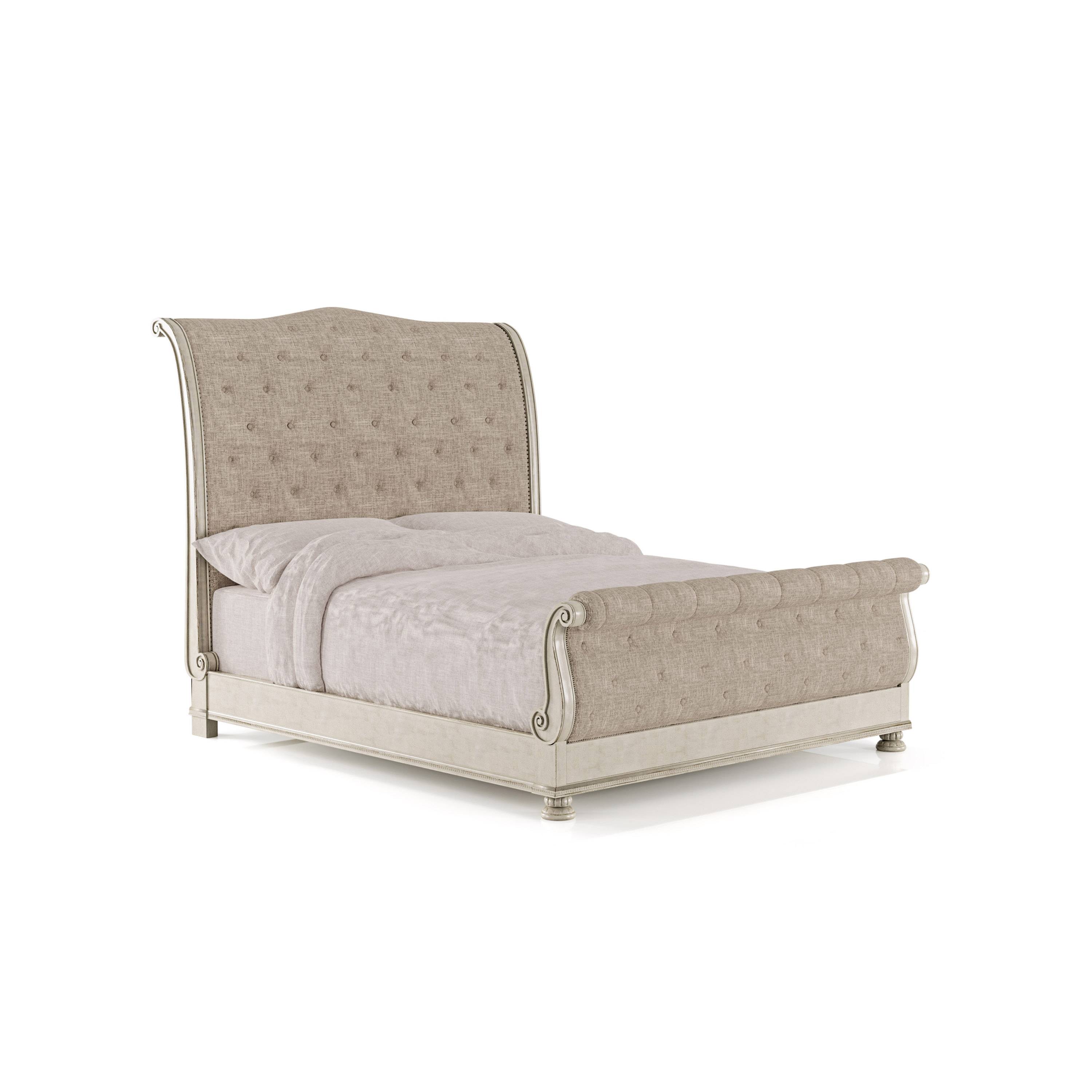 Tamsend Traditional Button Tufted Sleigh Bed