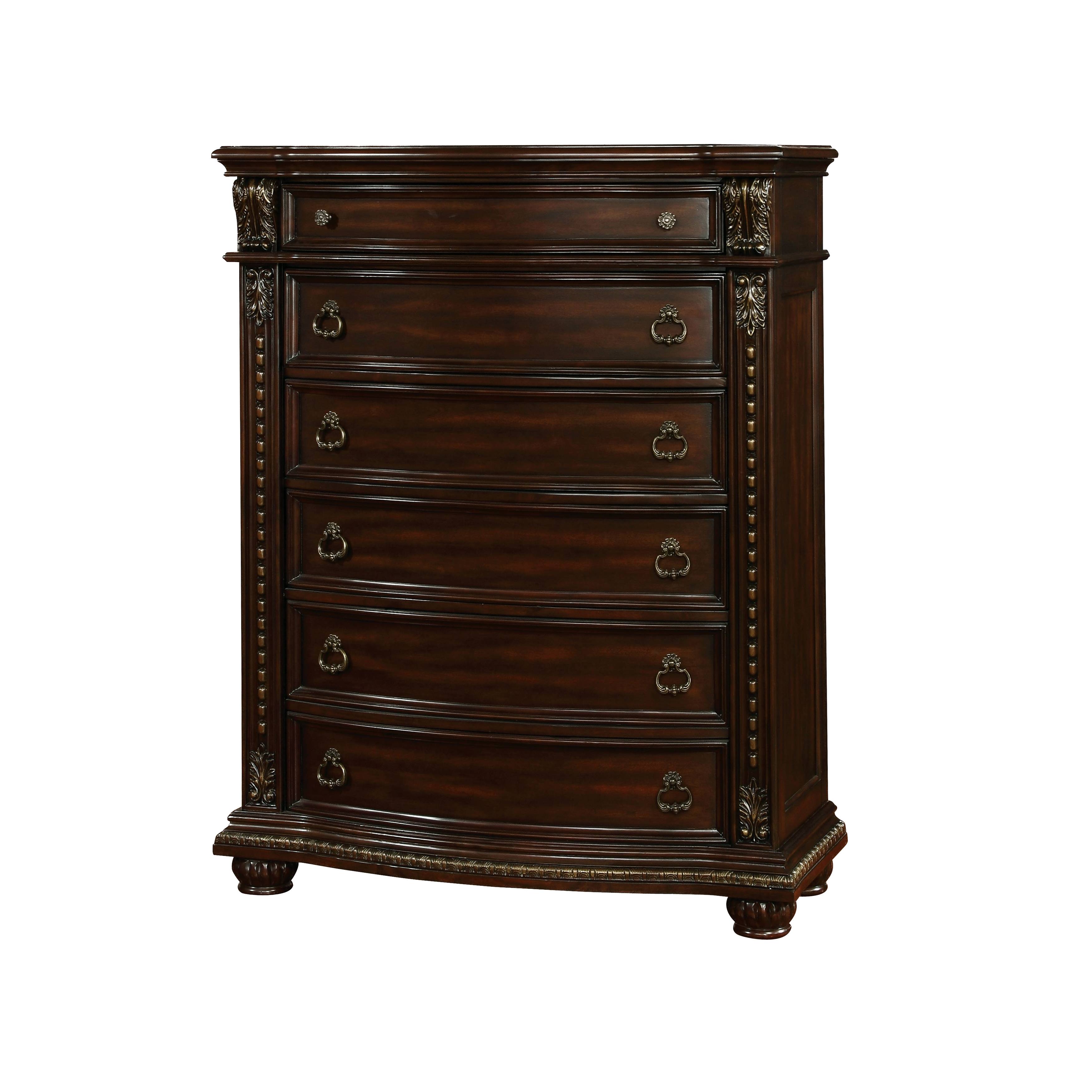 Karlia Traditional 6-Drawer Chest in Brown Cherry