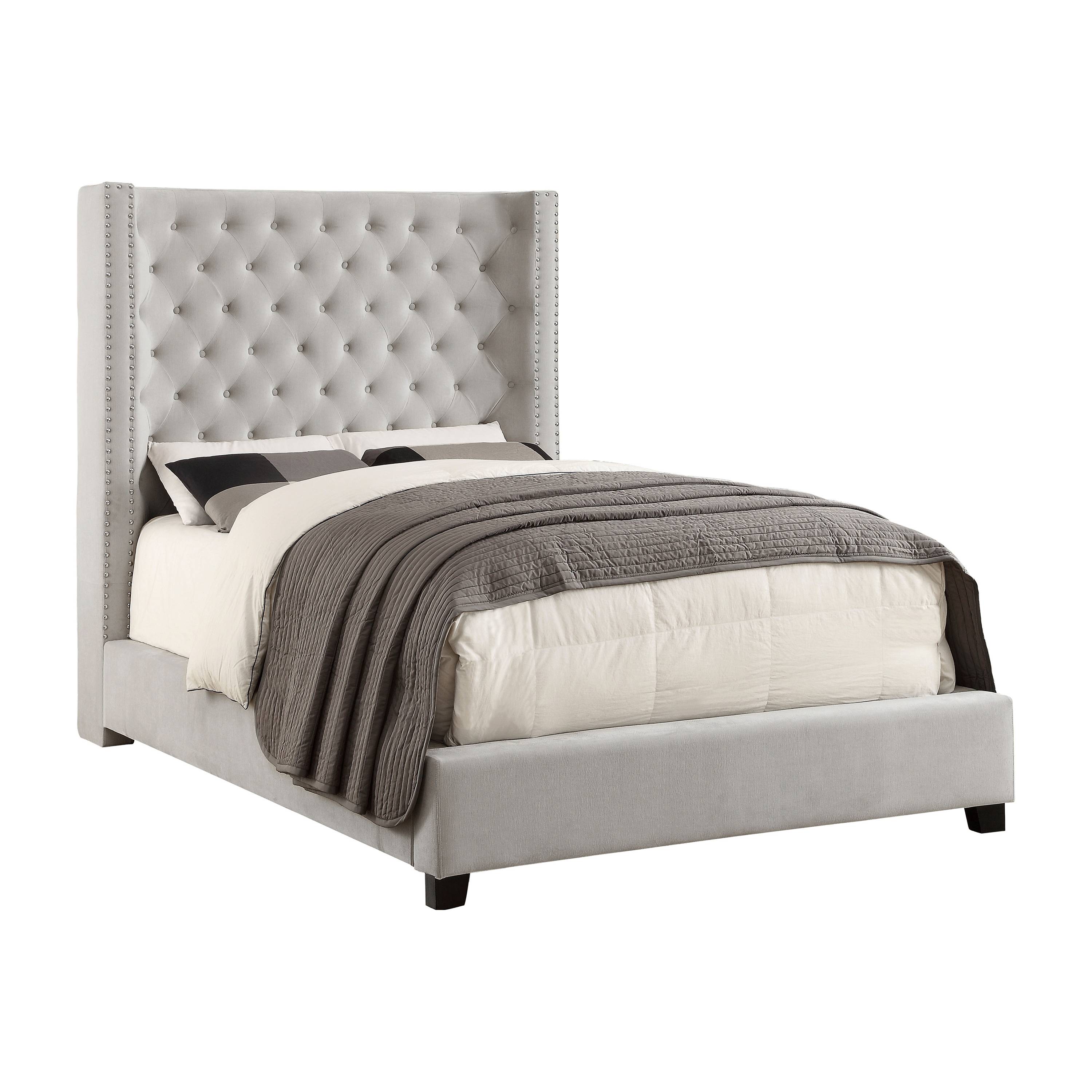 Kerch Transitional Wingback Bed in Ivory