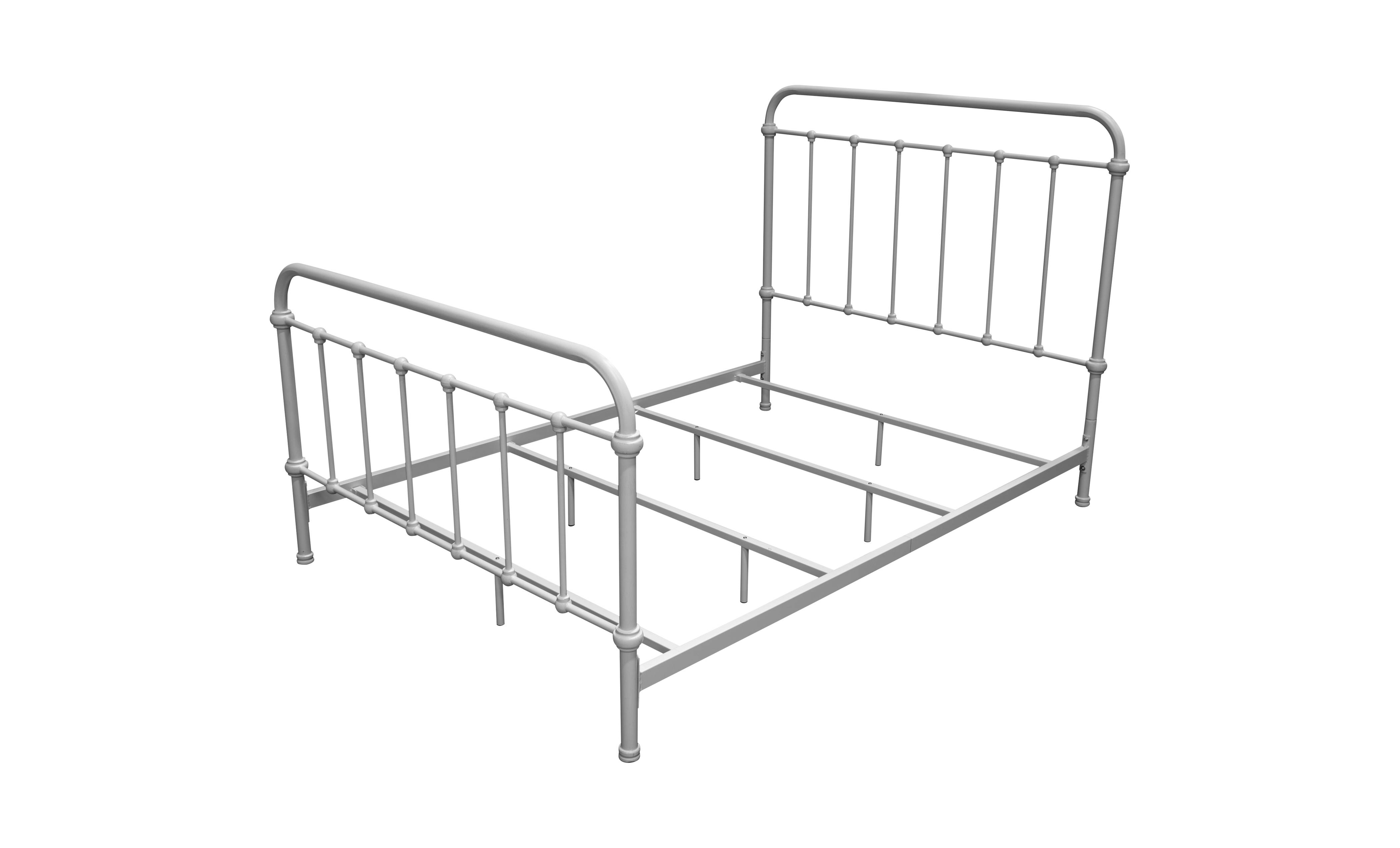 Verdi Contemporary Metal Panel Bed in Vintage White