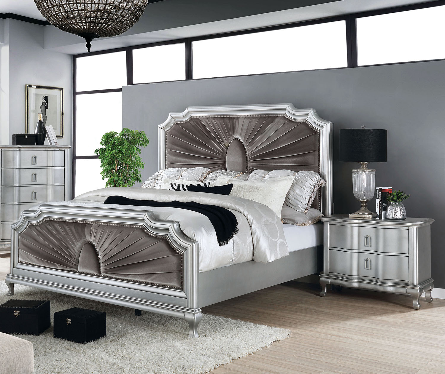 Nofia Transitional 2-Piece Wood Bedroom Set