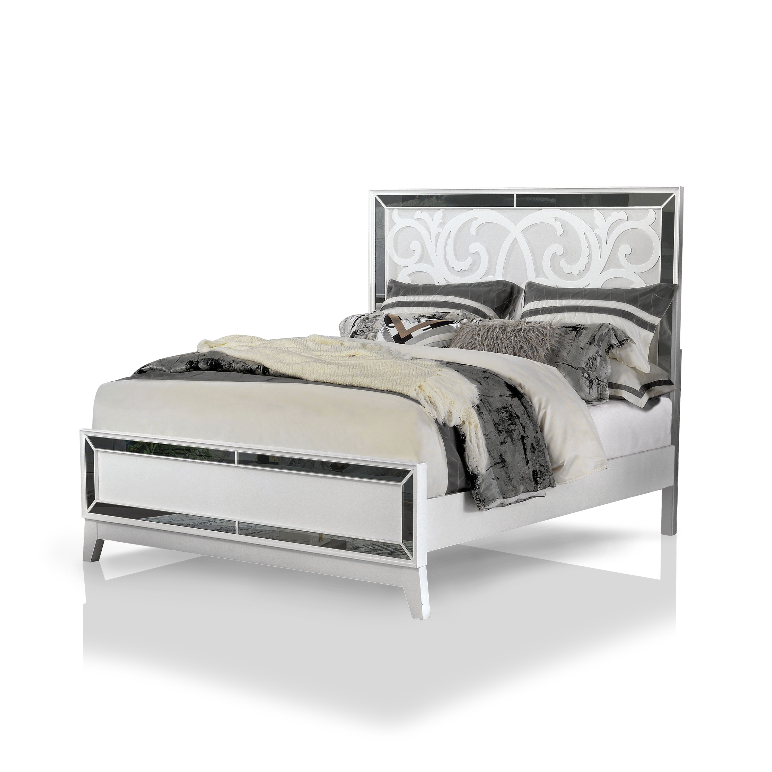Kristia Transitional Mirrored Panel Bed