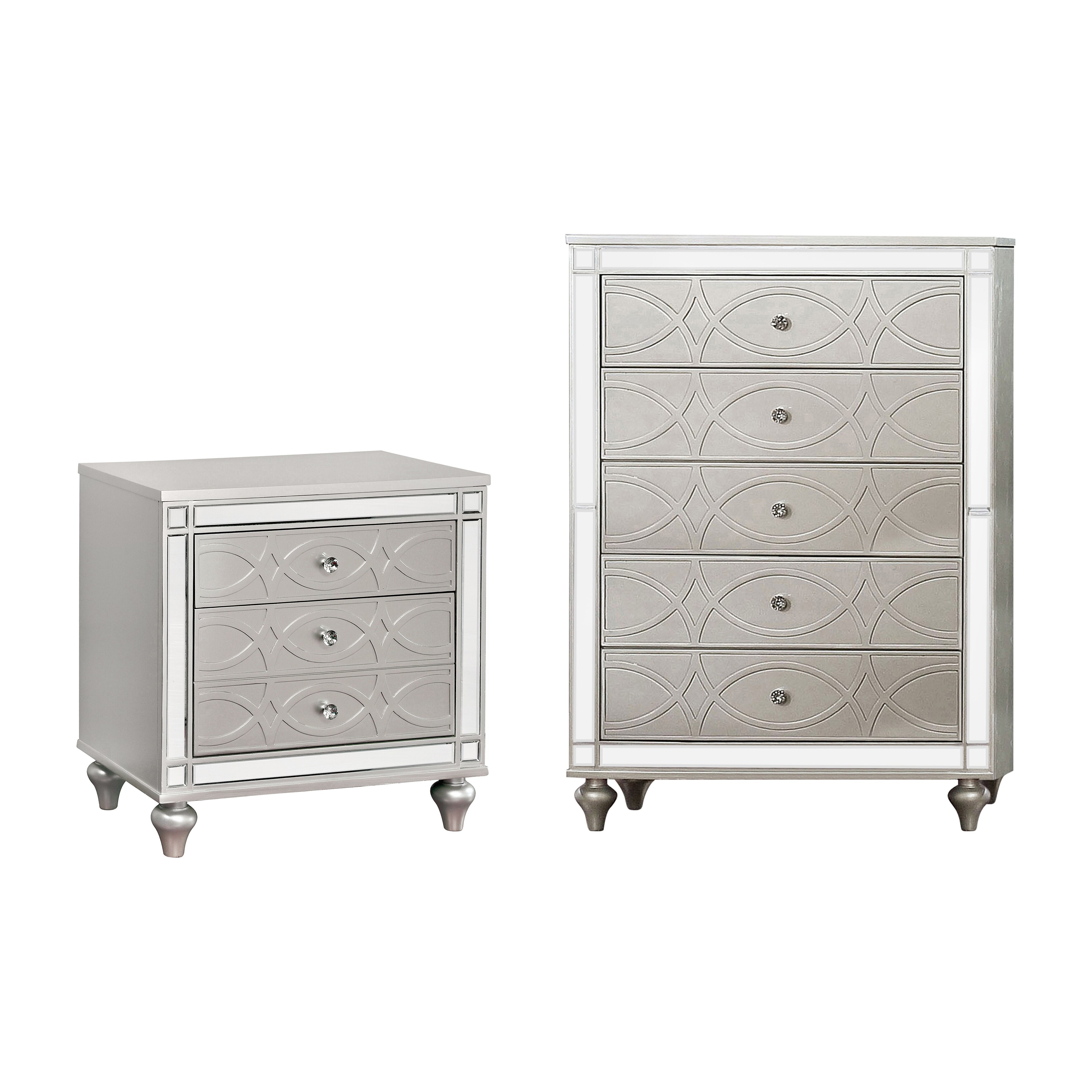 Zalto Transitional 2-Piece Wood Nightstand and Chest Set
