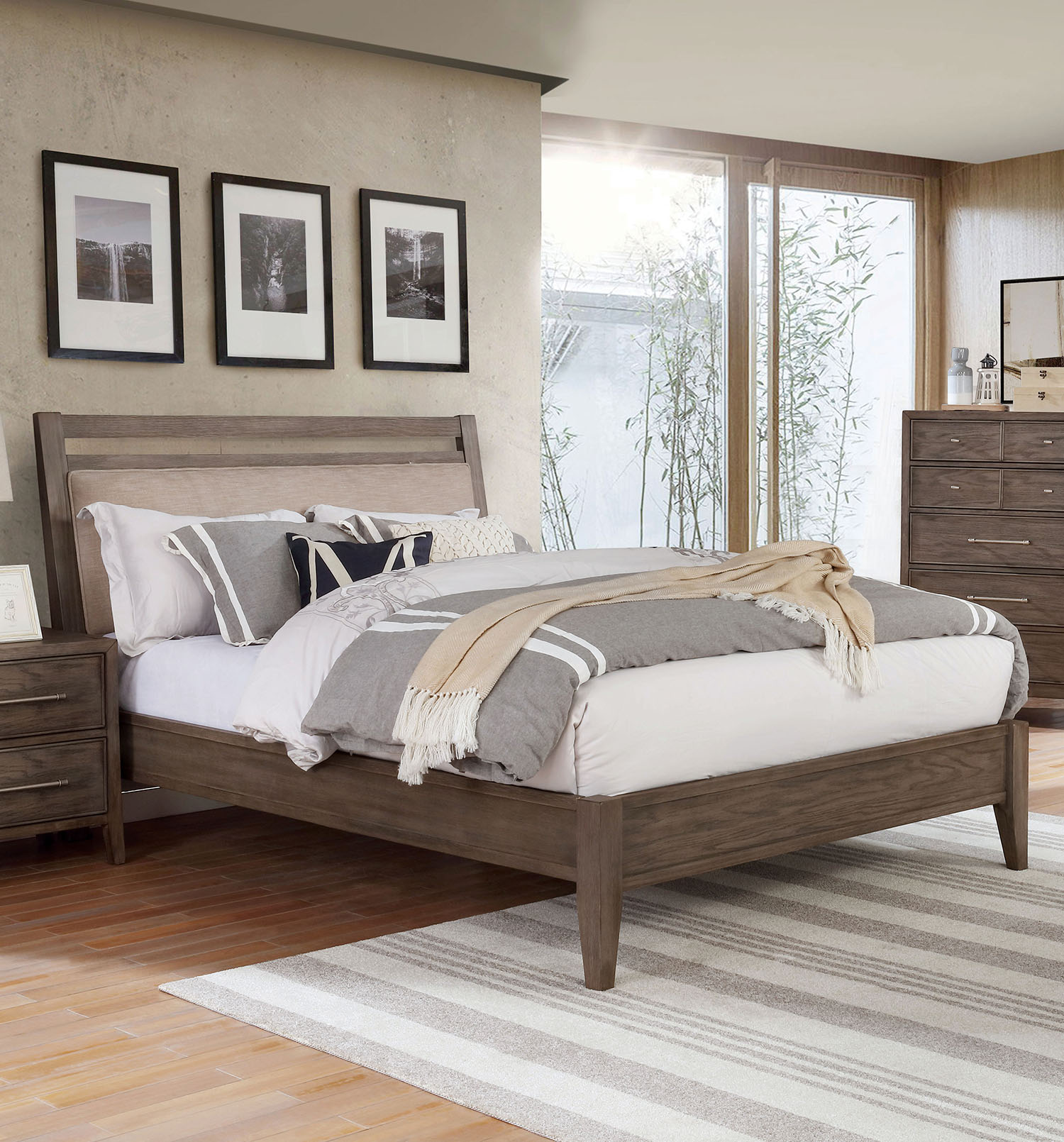 Forest Garden Platform Bed in Warm Gray
