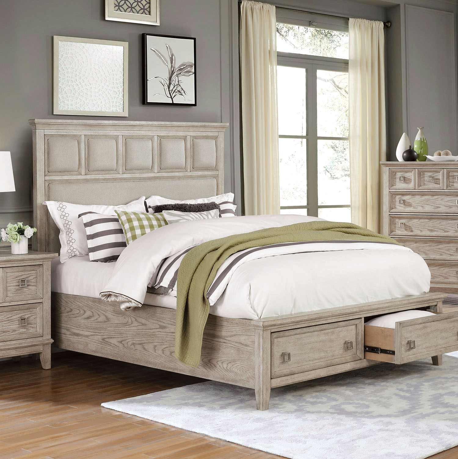 Malone Storage Bed in Natural Tone and Beige