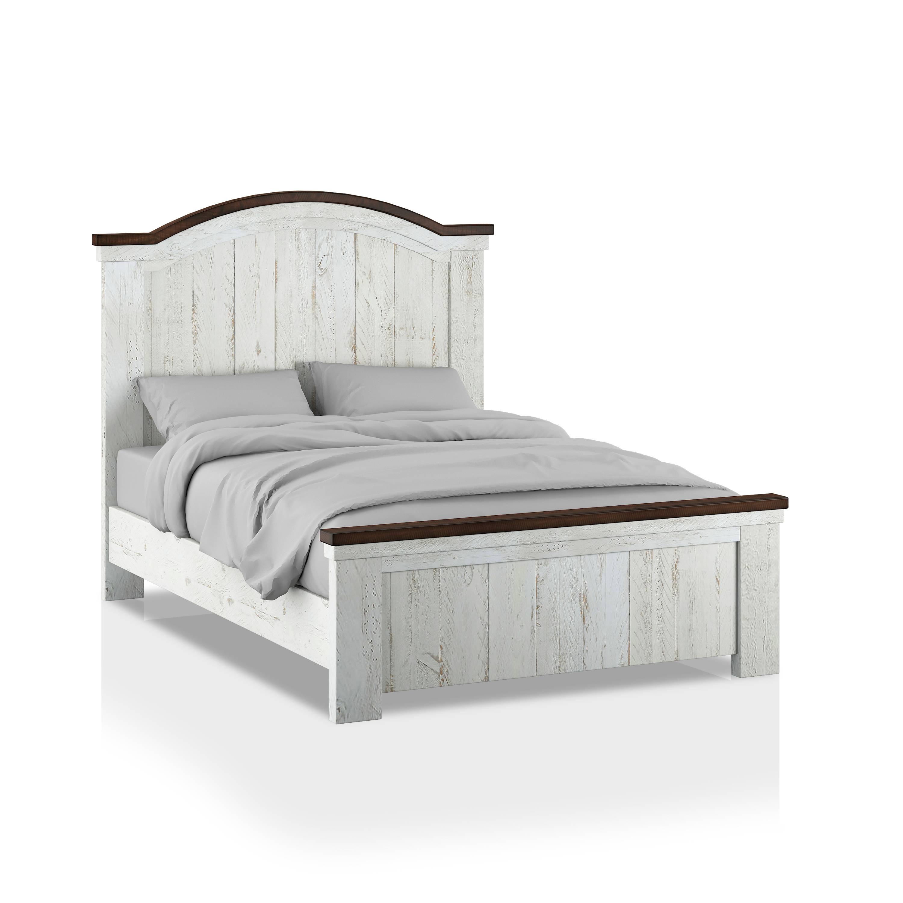 Willow Camel Bed in Distressed White and Walnut