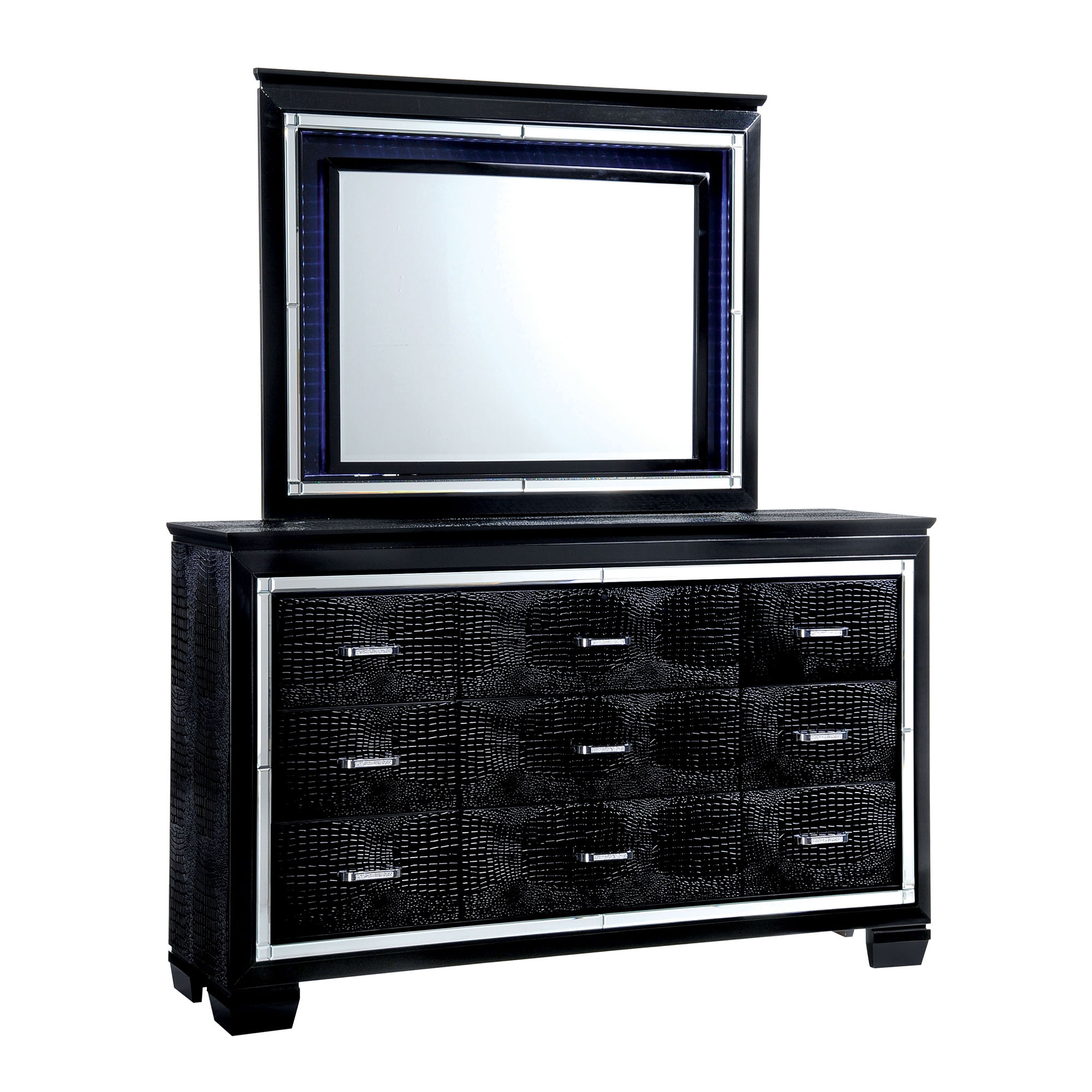 Balitoria Contemporary 9-Drawer Dresser with Mirror in Black