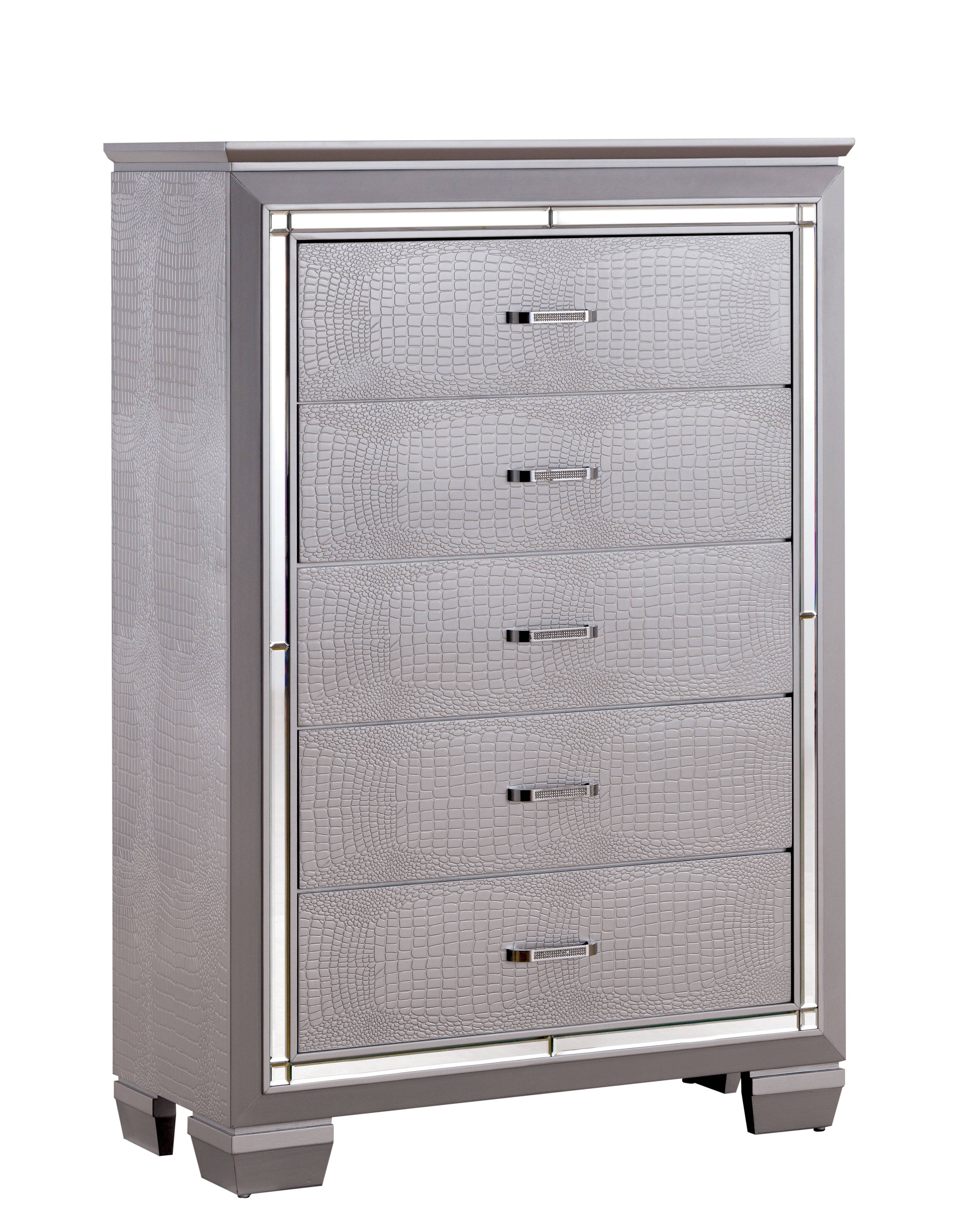 Balitoria Contemporary 5-Drawer Chest in Silver