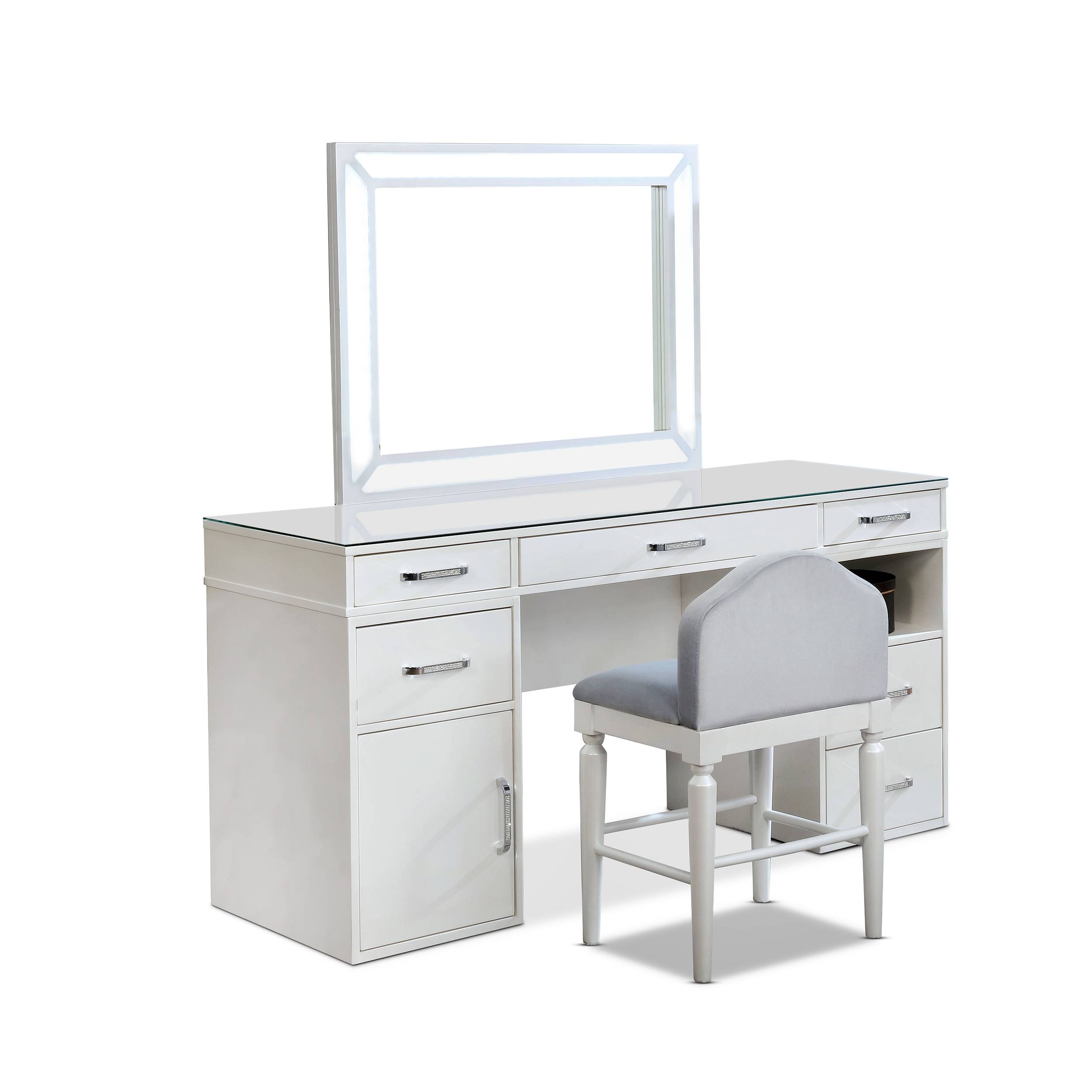 Carzen 3-Piece Vanity Set in Glossy White